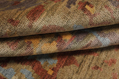 6x9 Blue, Gold, Rust Color Hand Loomed Sherpa Wool & Bamboo Silk Modern Oriental Rug