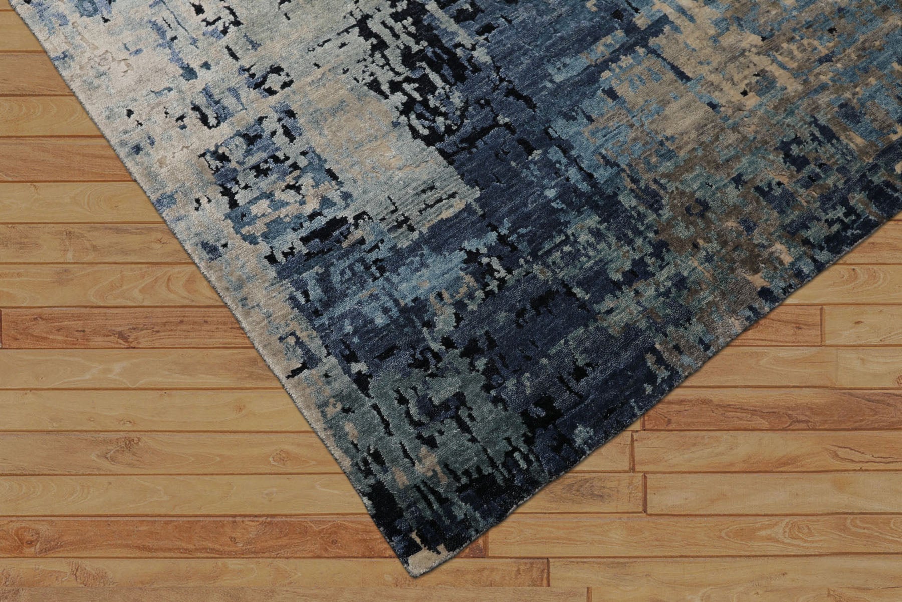6x9 Taupe, Gray, Blue Color Hand Knotted Sherpa Bamboo Silk Modern Oriental Rug