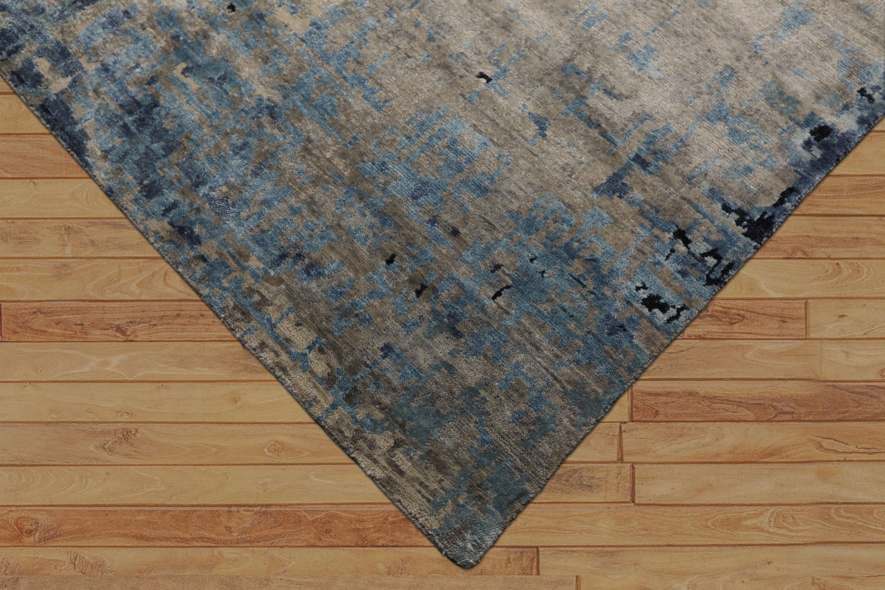 6x9 Taupe, Gray, Blue Color Hand Knotted Sherpa Bamboo Silk Modern Oriental Rug