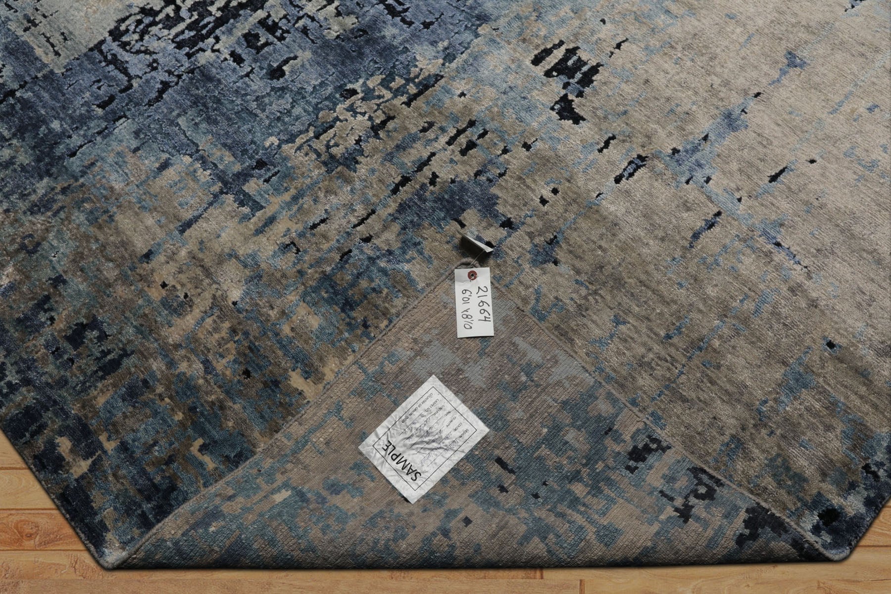 6x9 Taupe, Gray, Blue Color Hand Knotted Sherpa Bamboo Silk Modern Oriental Rug
