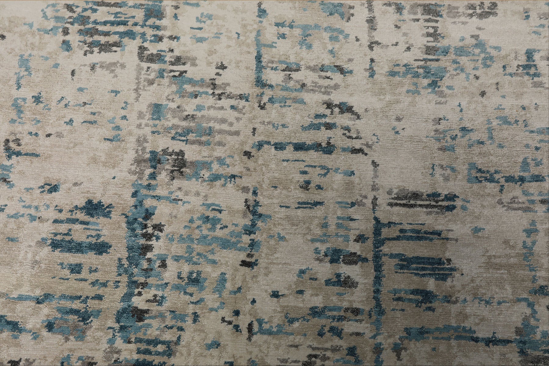 6x9 Ivory, Beige, Charcoal Color Hand Knotted Sherpa Bamboo Silk Modern Oriental Rug