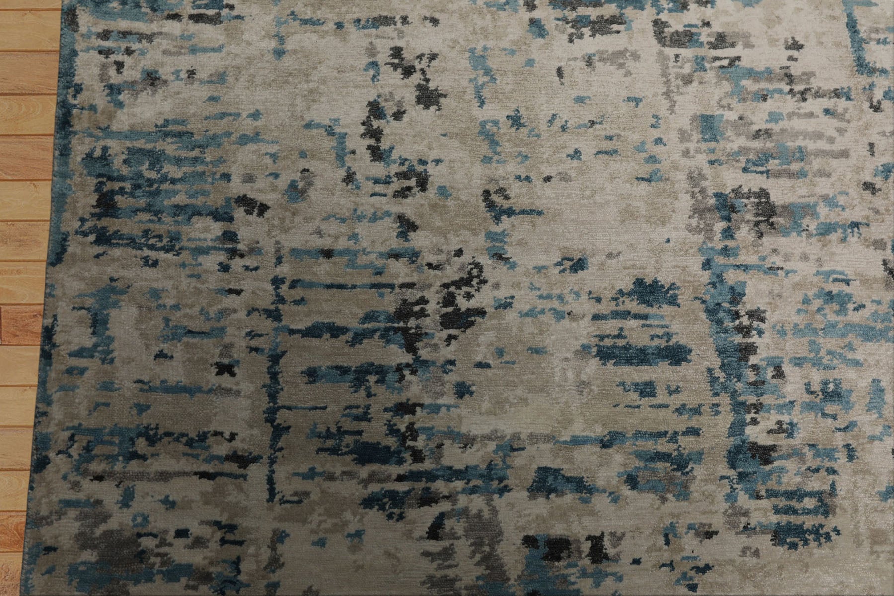 6x9 Ivory, Beige, Charcoal Color Hand Knotted Sherpa Bamboo Silk Modern Oriental Rug