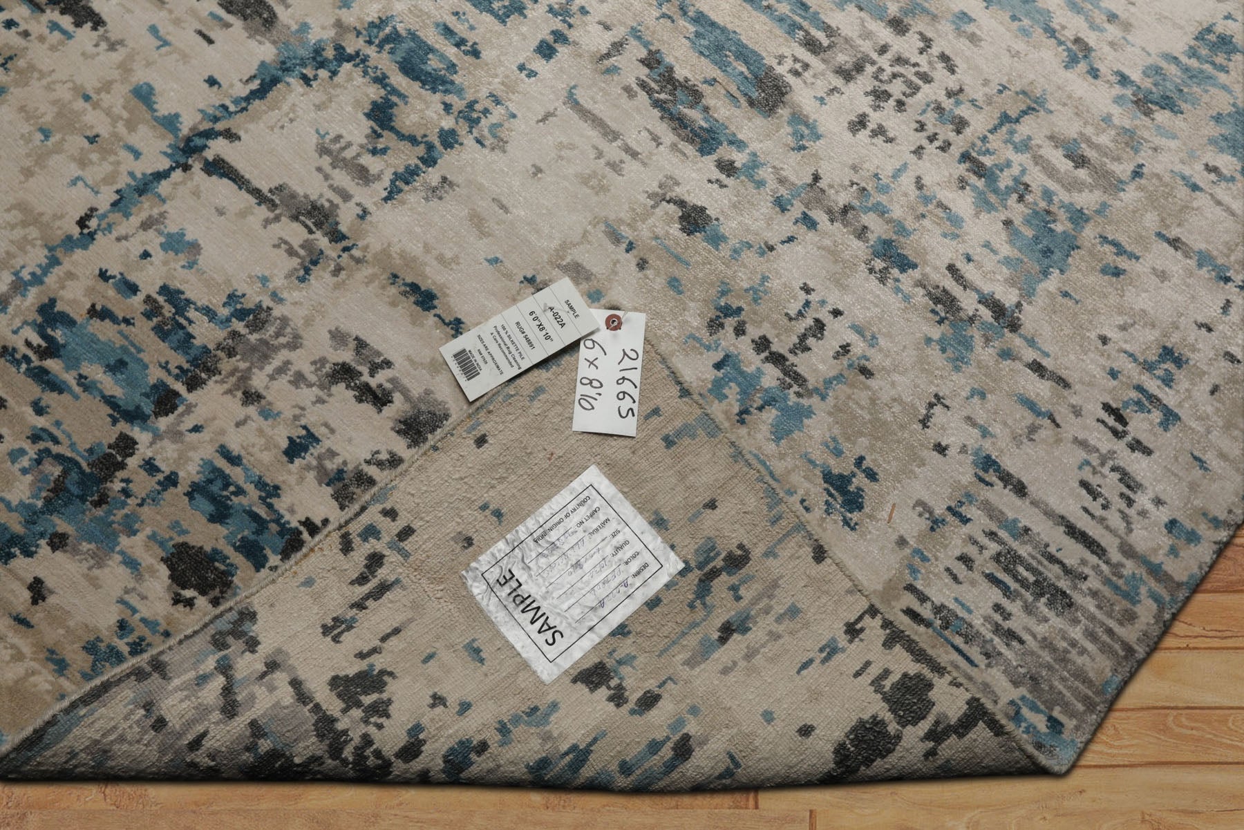 6x9 Ivory, Beige, Charcoal Color Hand Knotted Sherpa Bamboo Silk Modern Oriental Rug