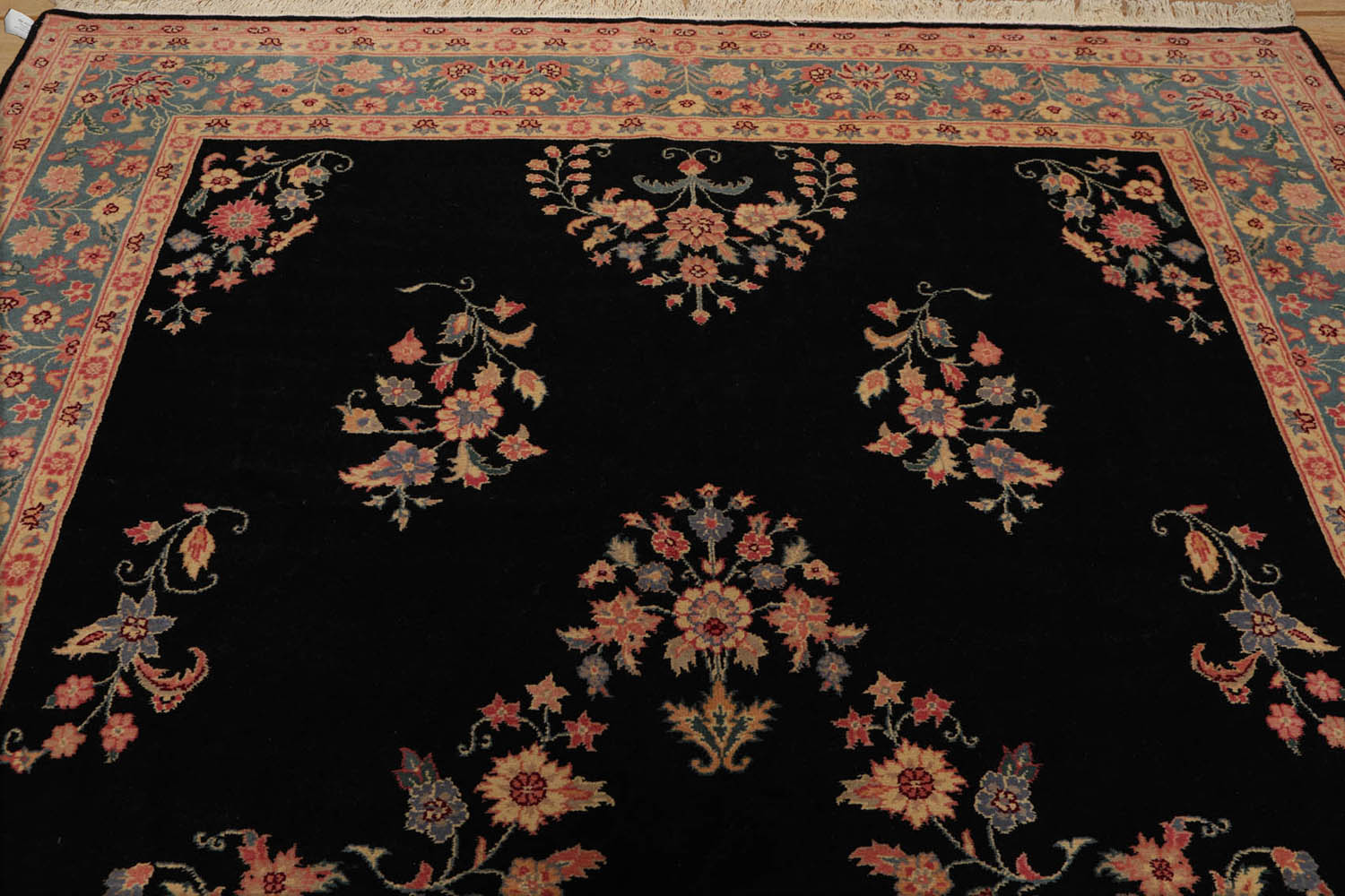 8x10 Black, Aqua, Beige Color Hand Knotted Oriental 100% Wool Traditional-Persian/Oriental Oriental Rug