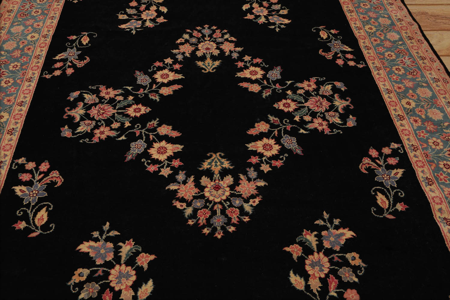 8x10 Black, Aqua, Beige Color Hand Knotted Oriental 100% Wool Traditional-Persian/Oriental Oriental Rug