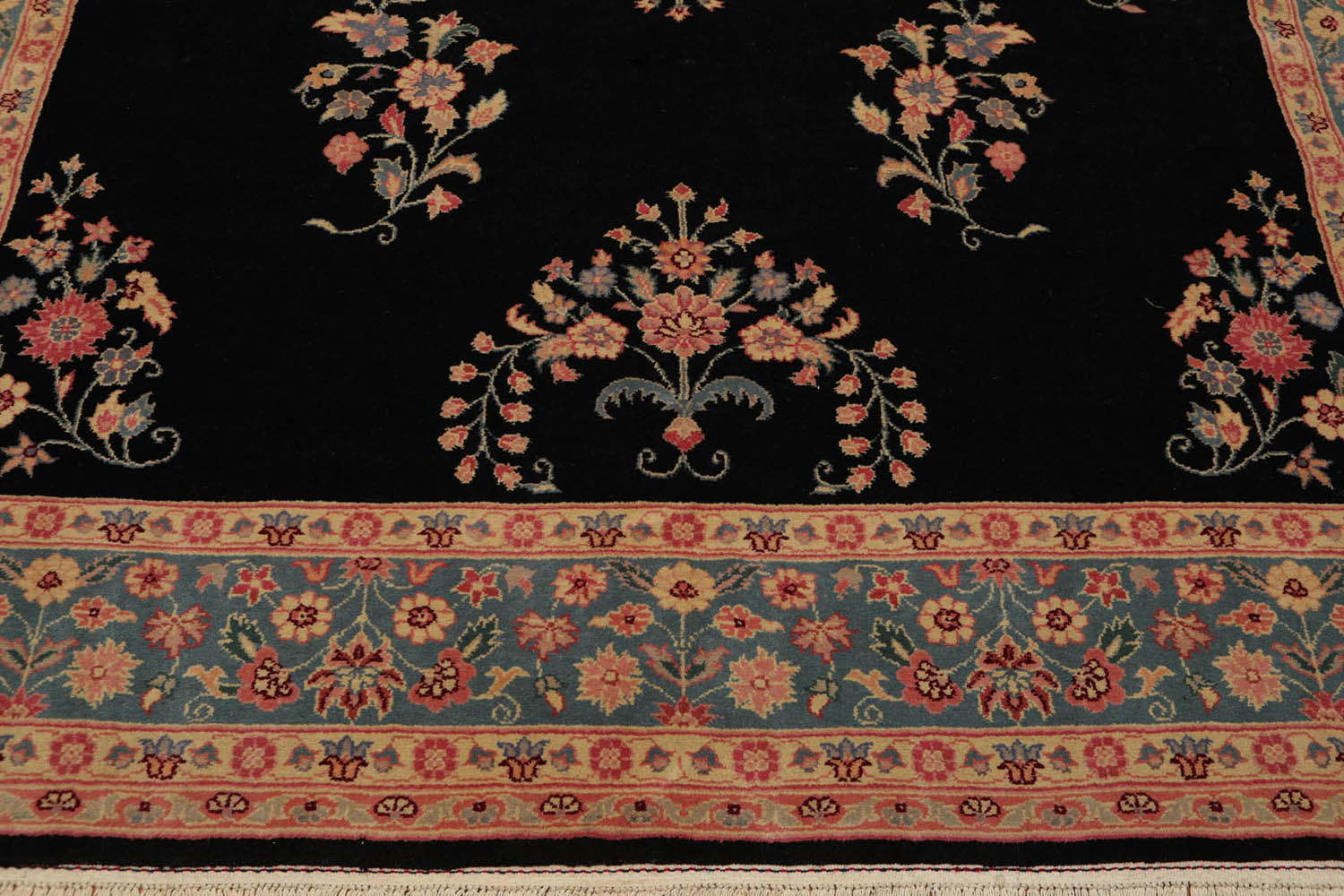 8x10 Black, Aqua, Beige Color Hand Knotted Oriental 100% Wool Traditional-Persian/Oriental Oriental Rug