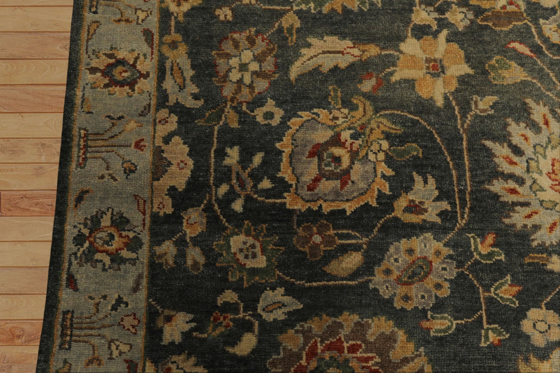 6x9 Green, Beige, Gold Color Hand Knotted Fine Oushak Wool Traditional Oriental Rug