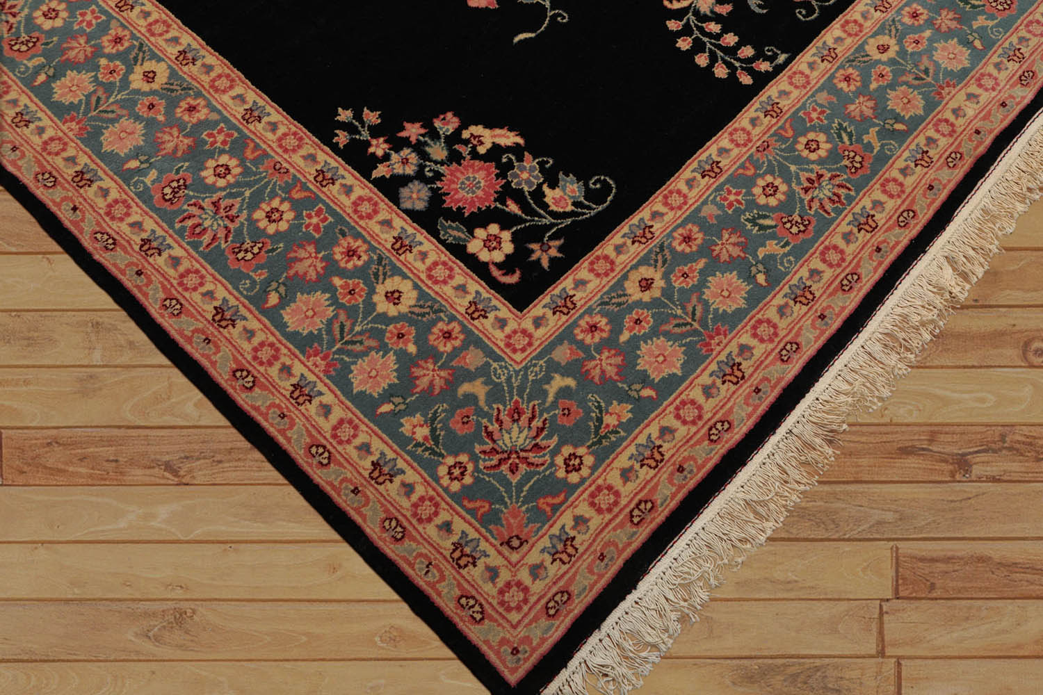 8x10 Black, Aqua, Beige Color Hand Knotted Oriental 100% Wool Traditional-Persian/Oriental Oriental Rug