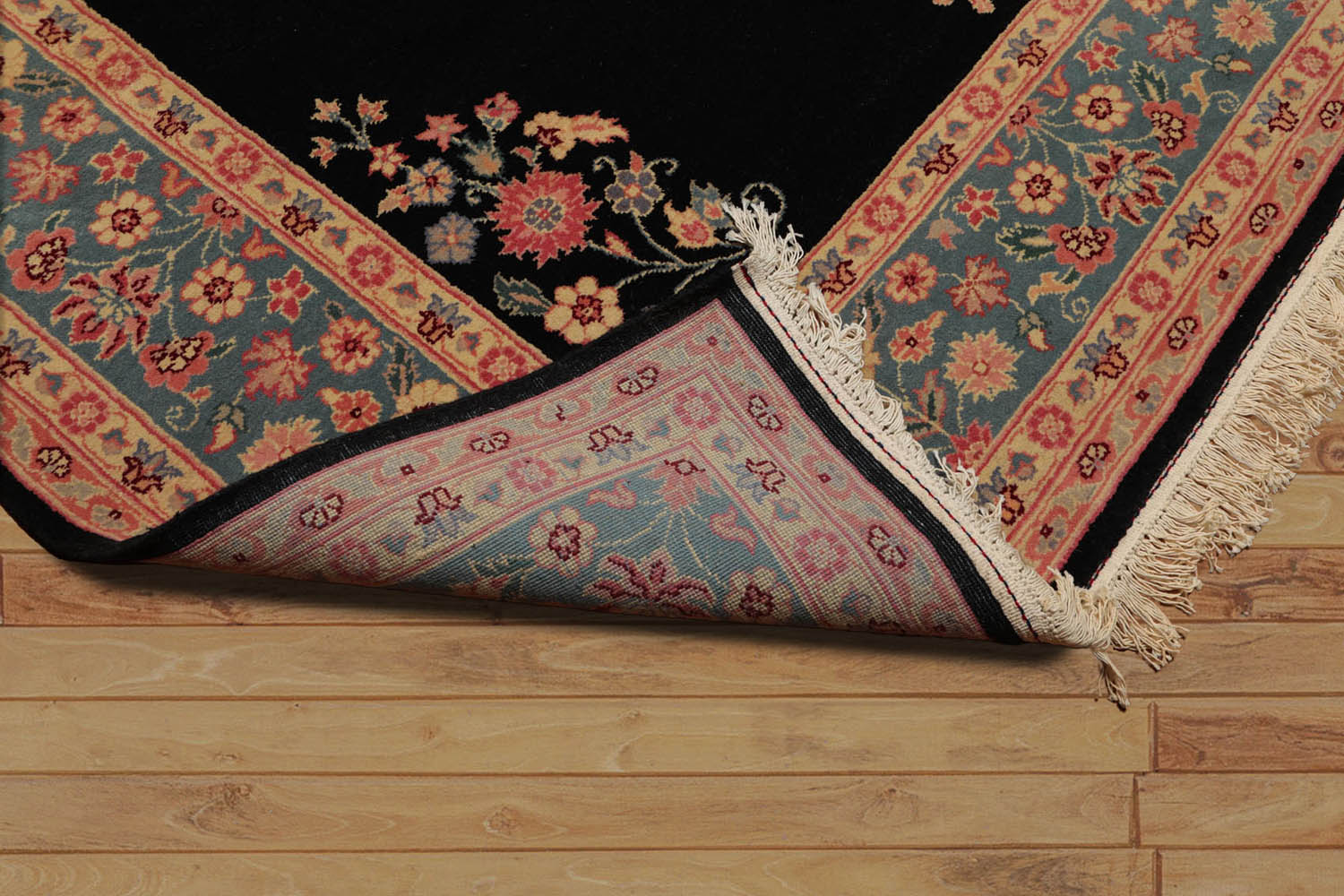 8x10 Black, Aqua, Beige Color Hand Knotted Oriental 100% Wool Traditional-Persian/Oriental Oriental Rug