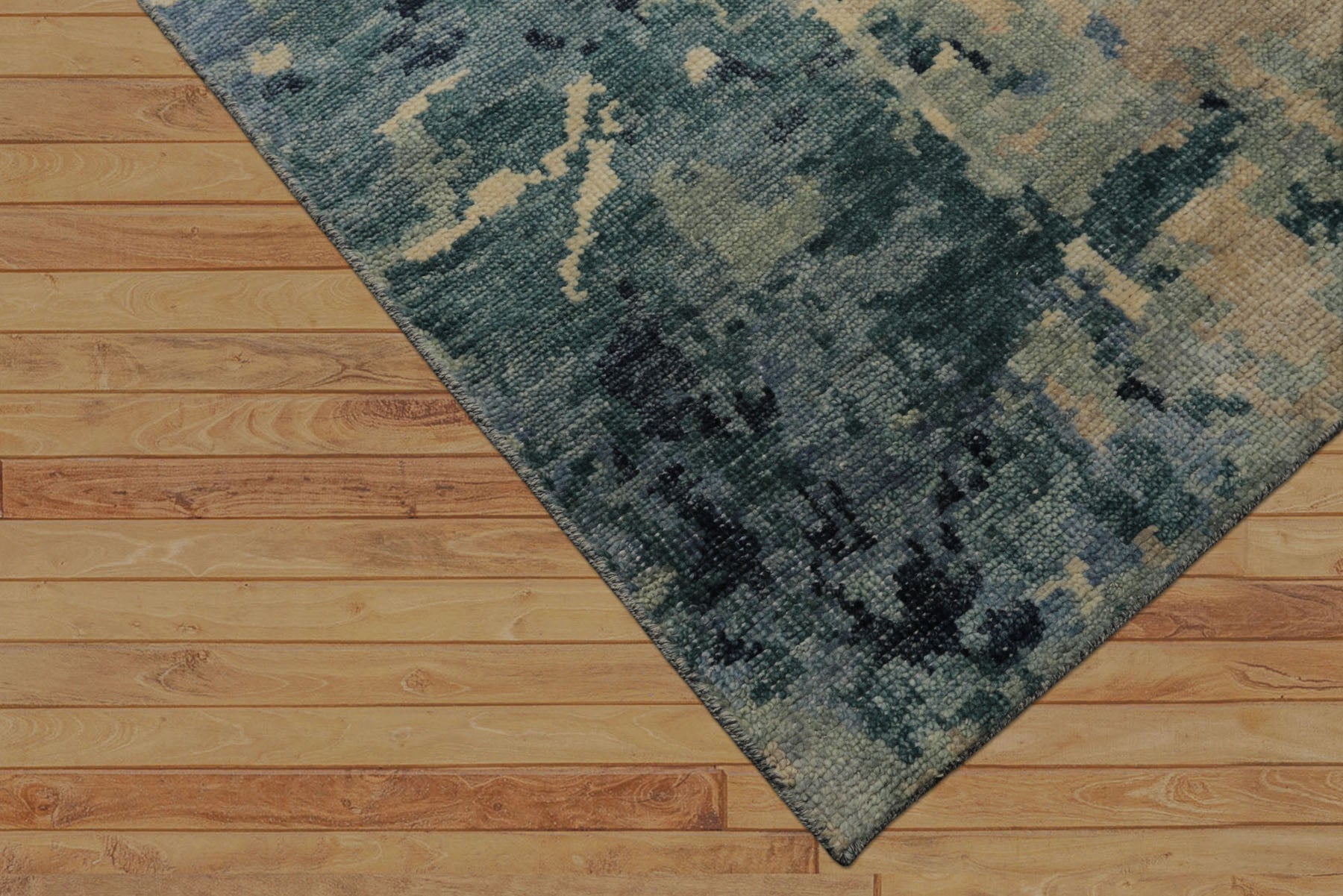 6x9 Beige, Mint, Blue Color Hand Knotted Oushak Wool Modern Oriental Rug