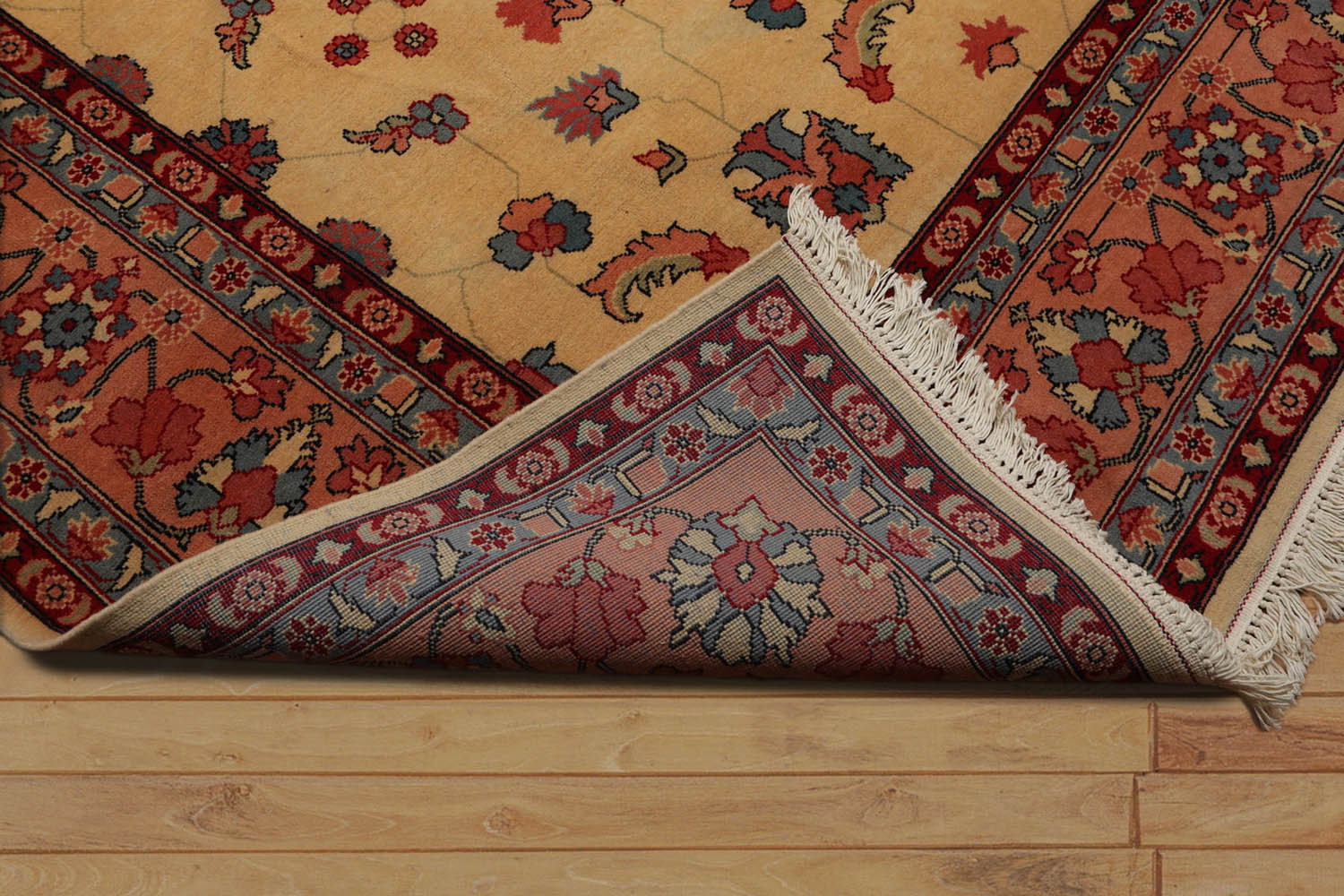 9x12 Beige, Apricot, Blue Color Hand Knotted All-Over 100% Wool Traditional-Persian/Oriental Oriental Rug