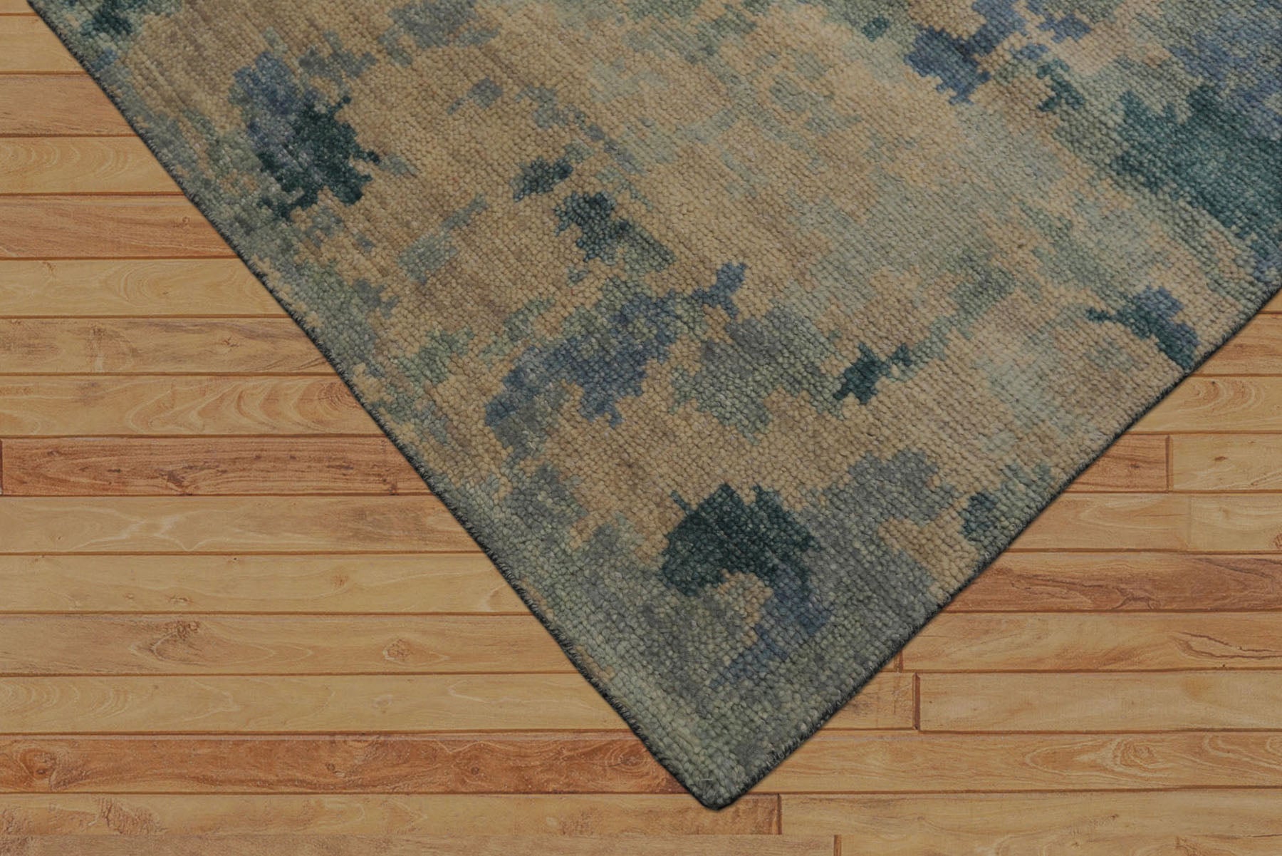 6x9 Beige, Mint, Blue Color Hand Knotted Oushak Wool Modern Oriental Rug