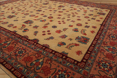 9x12 Beige, Apricot, Blue Color Hand Knotted All-Over 100% Wool Traditional-Persian/Oriental Oriental Rug