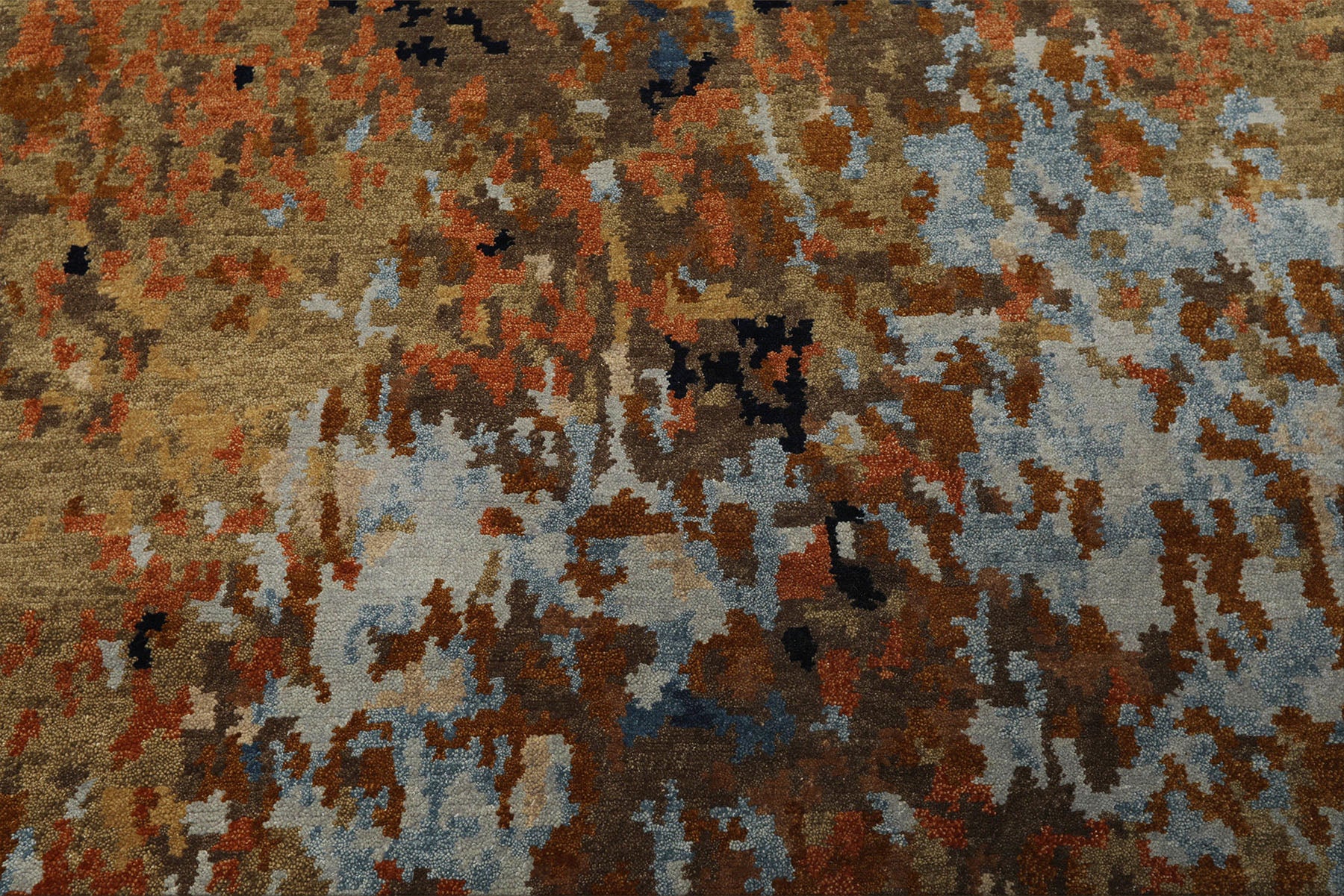 6x9 Burnt Orange, Brown, Moss Color Hand Knotted Sherpa Wool Modern Oriental Rug