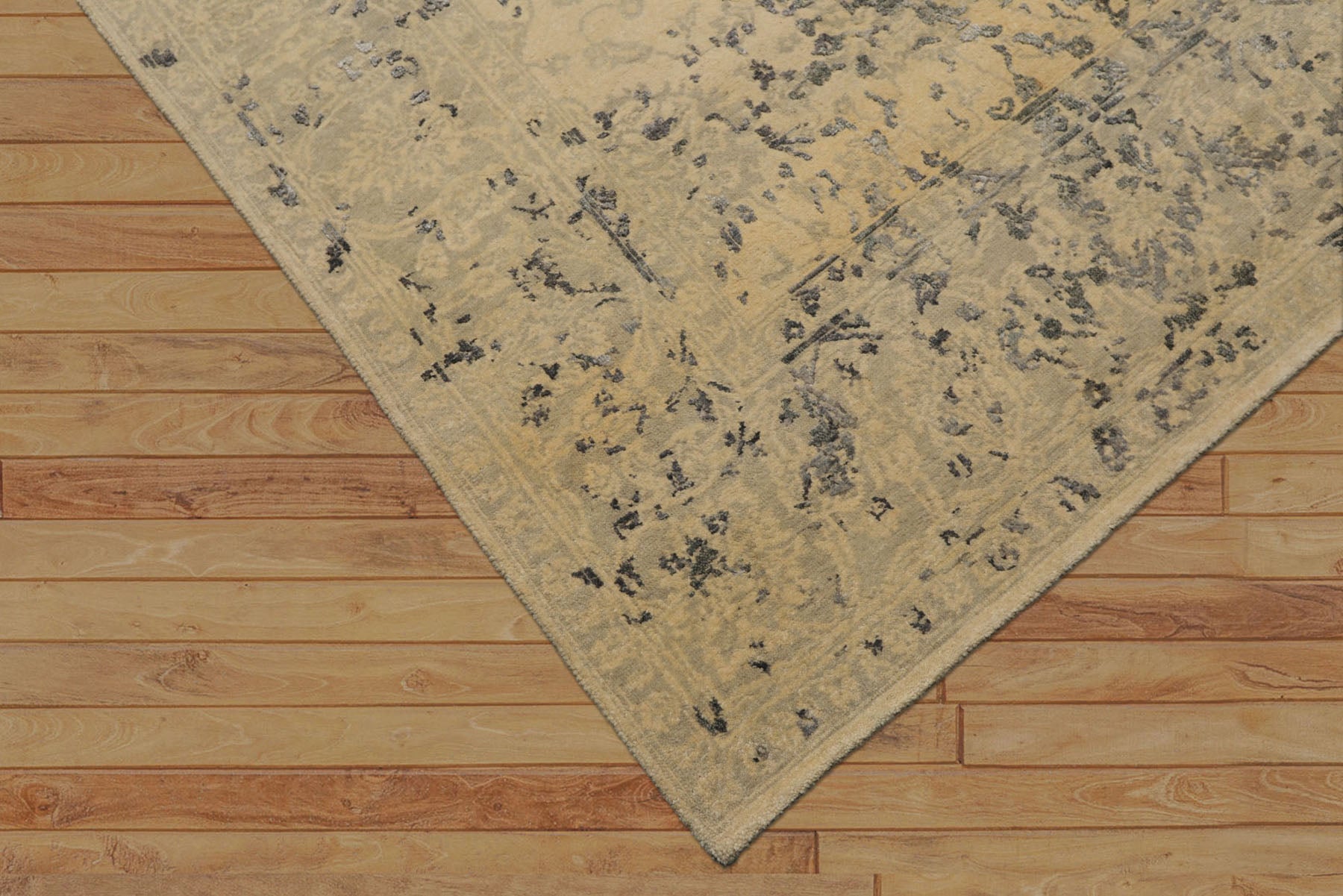 6x9 Beige, Gray, Color Hand Knotted Tibetan Bamboo Silk & Wool Transitional Oriental Rug