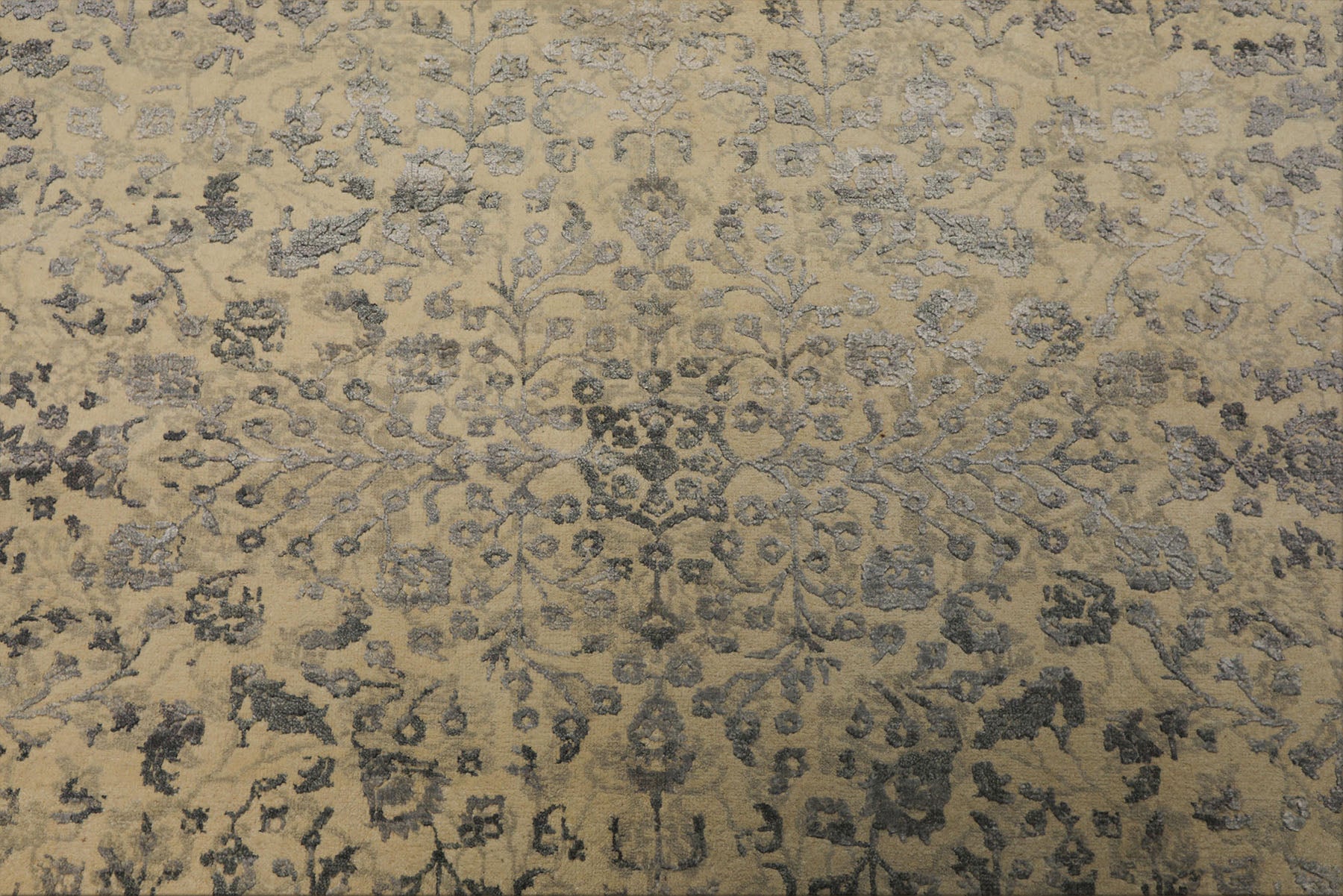 6x9 Beige, Gray, Color Hand Knotted Tibetan Bamboo Silk & Wool Transitional Oriental Rug
