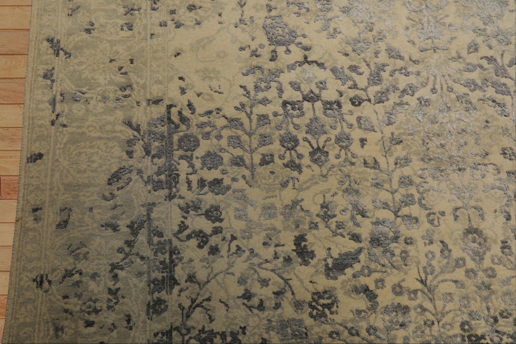 6x9 Beige, Gray, Color Hand Knotted Tibetan Bamboo Silk & Wool Transitional Oriental Rug