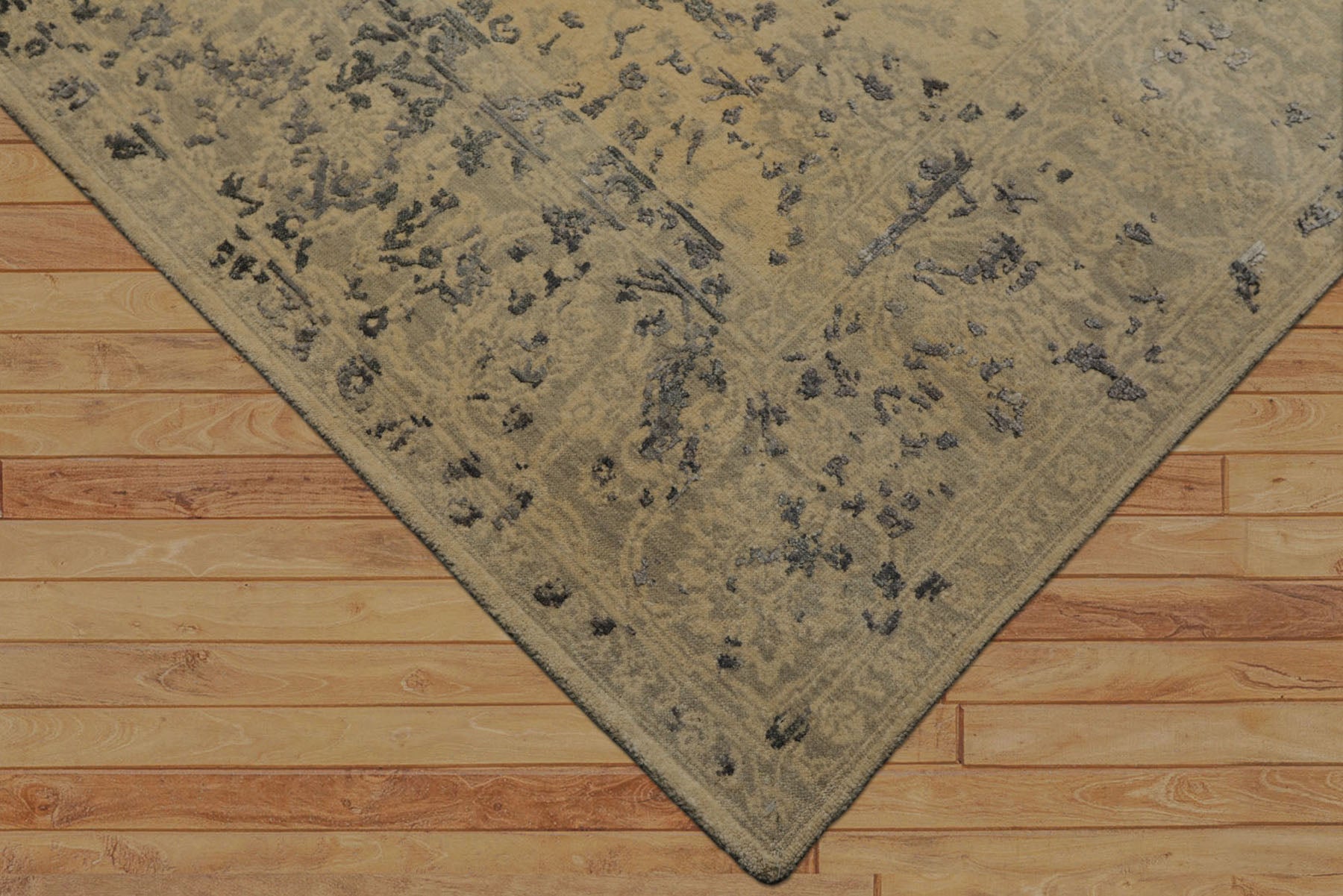 6x9 Beige, Gray, Color Hand Knotted Tibetan Bamboo Silk & Wool Transitional Oriental Rug
