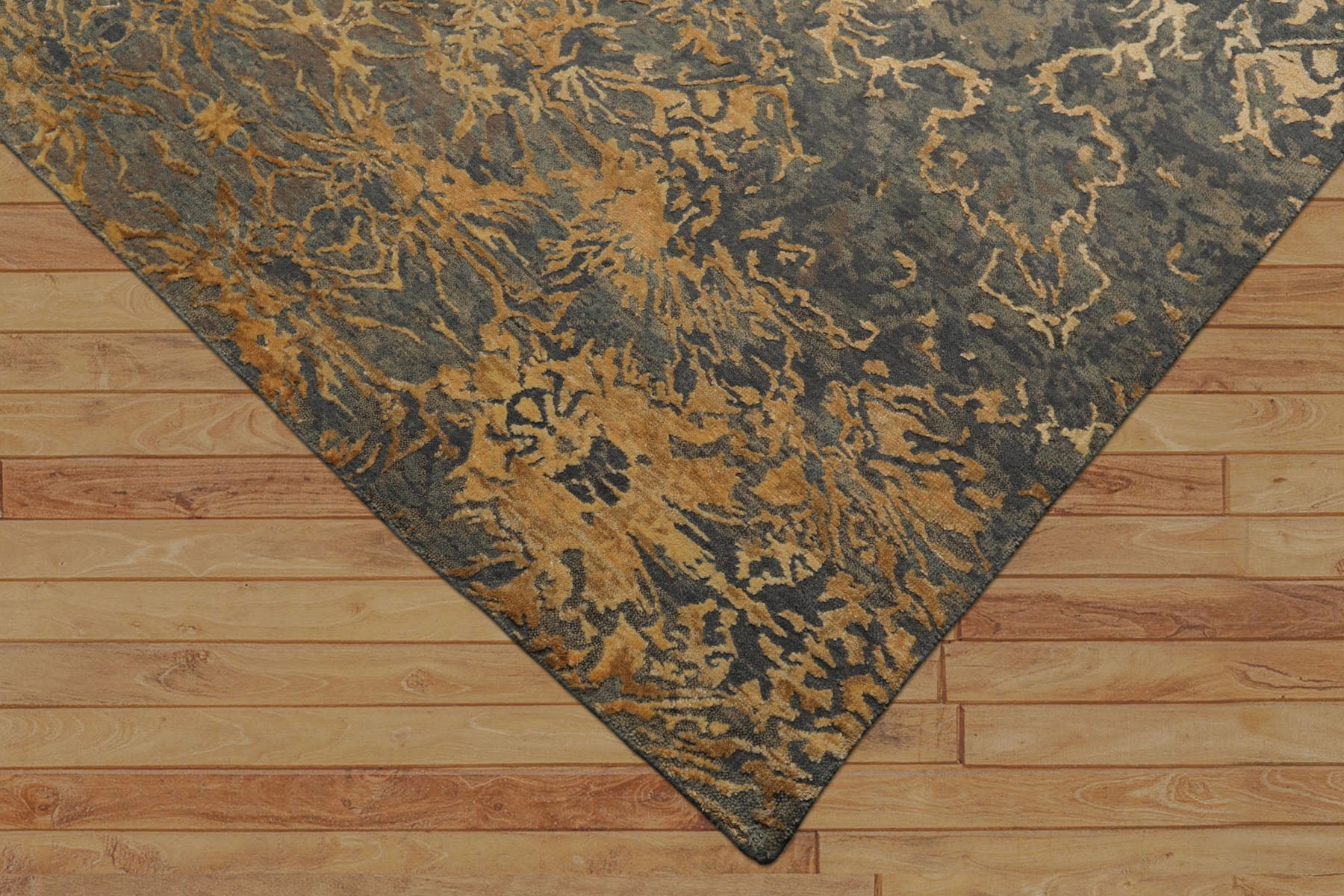 6x9 Gray, Slate, Caramel Color Hand Knotted Sherpa Bamboo Silk & Wool Modern Oriental Rug
