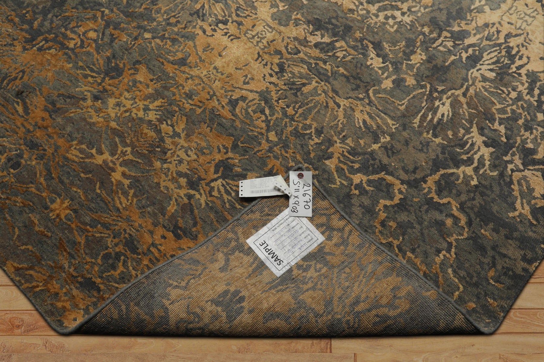 6x9 Gray, Slate, Caramel Color Hand Knotted Sherpa Bamboo Silk & Wool Modern Oriental Rug