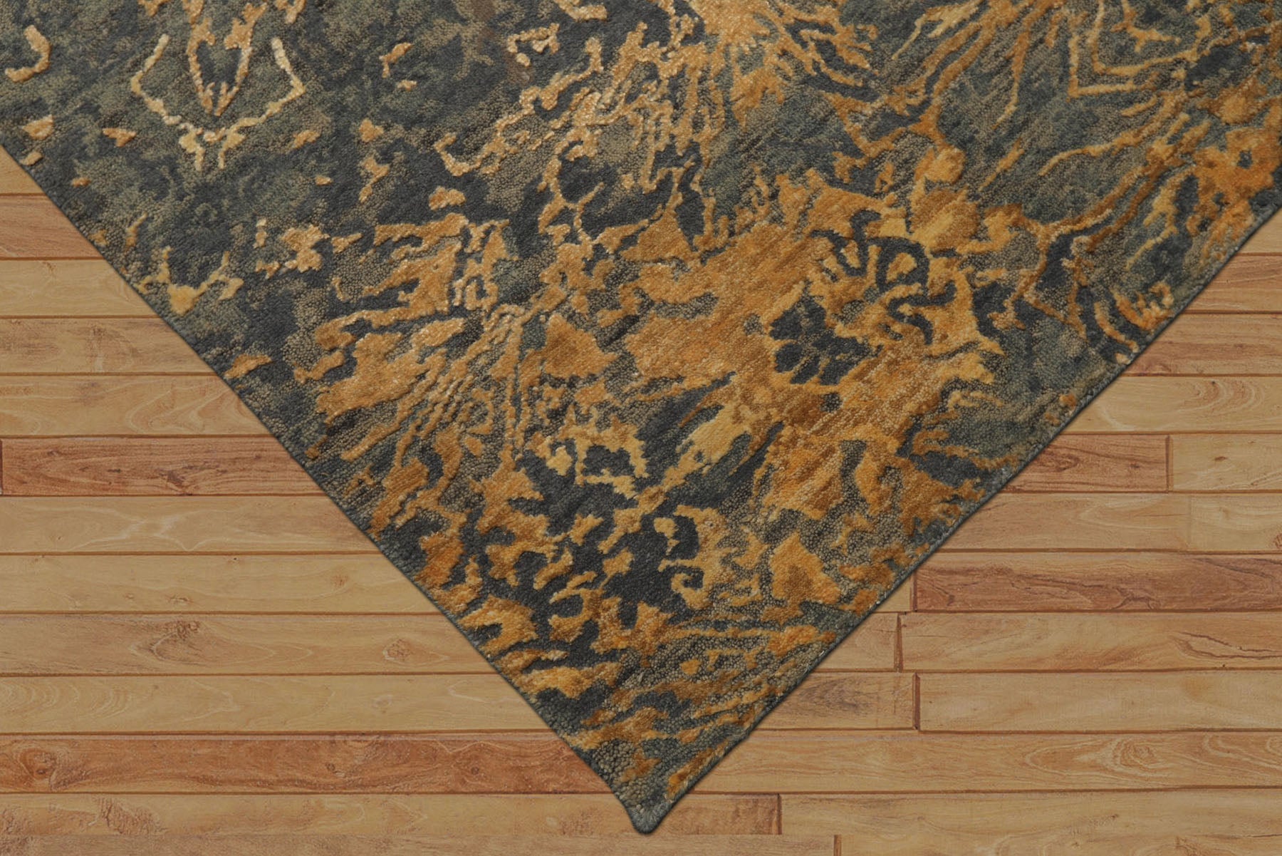 6x9 Gray, Slate, Caramel Color Hand Knotted Sherpa Bamboo Silk & Wool Modern Oriental Rug
