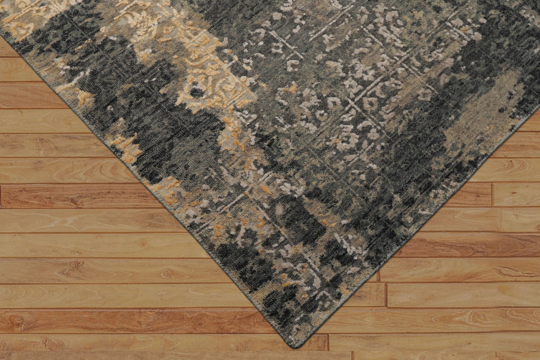 6x9 Gray, Taupe, Gold Color Hand Knotted Sherpa Bamboo Silk & Wool Modern Oriental Rug