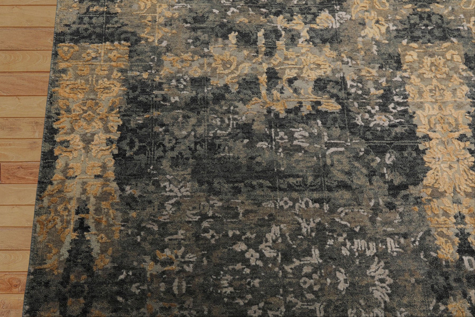 6x9 Gray, Taupe, Gold Color Hand Knotted Sherpa Bamboo Silk & Wool Modern Oriental Rug