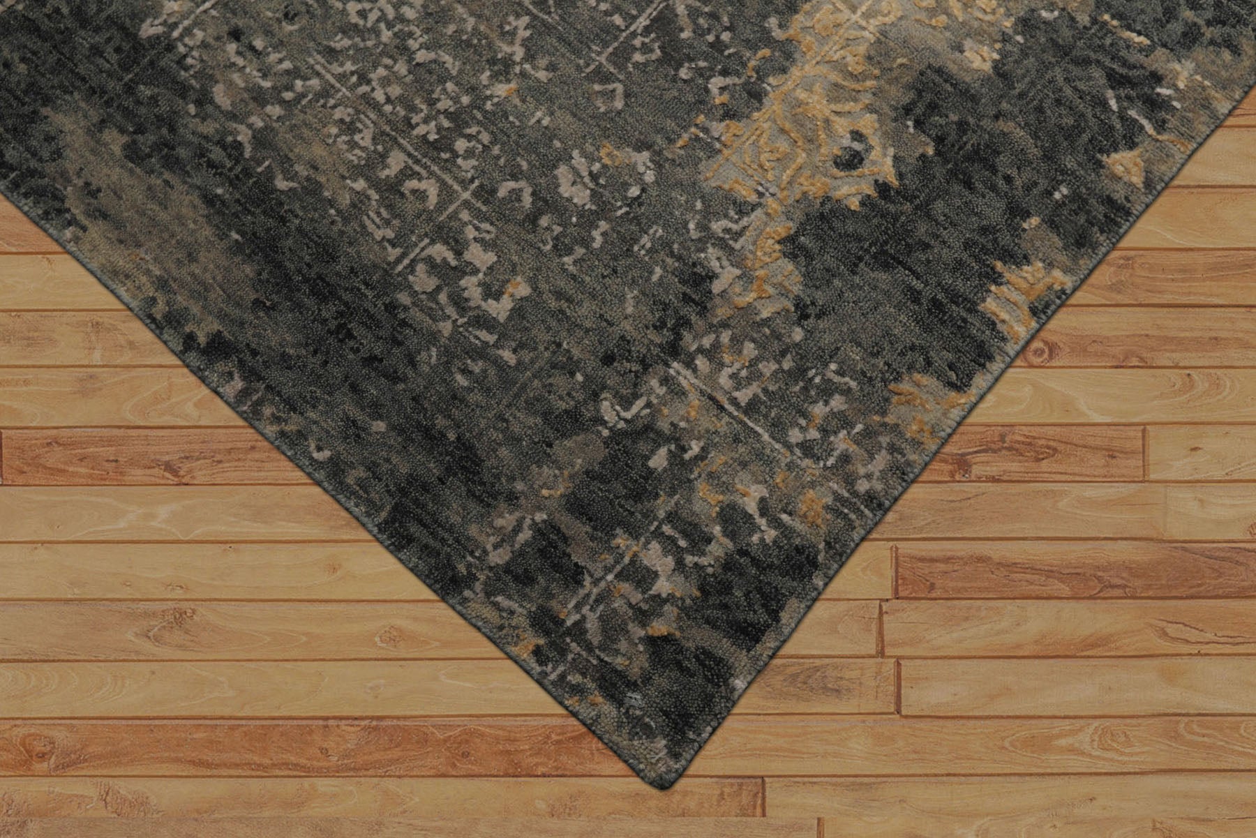 6x9 Gray, Taupe, Gold Color Hand Knotted Sherpa Bamboo Silk & Wool Modern Oriental Rug