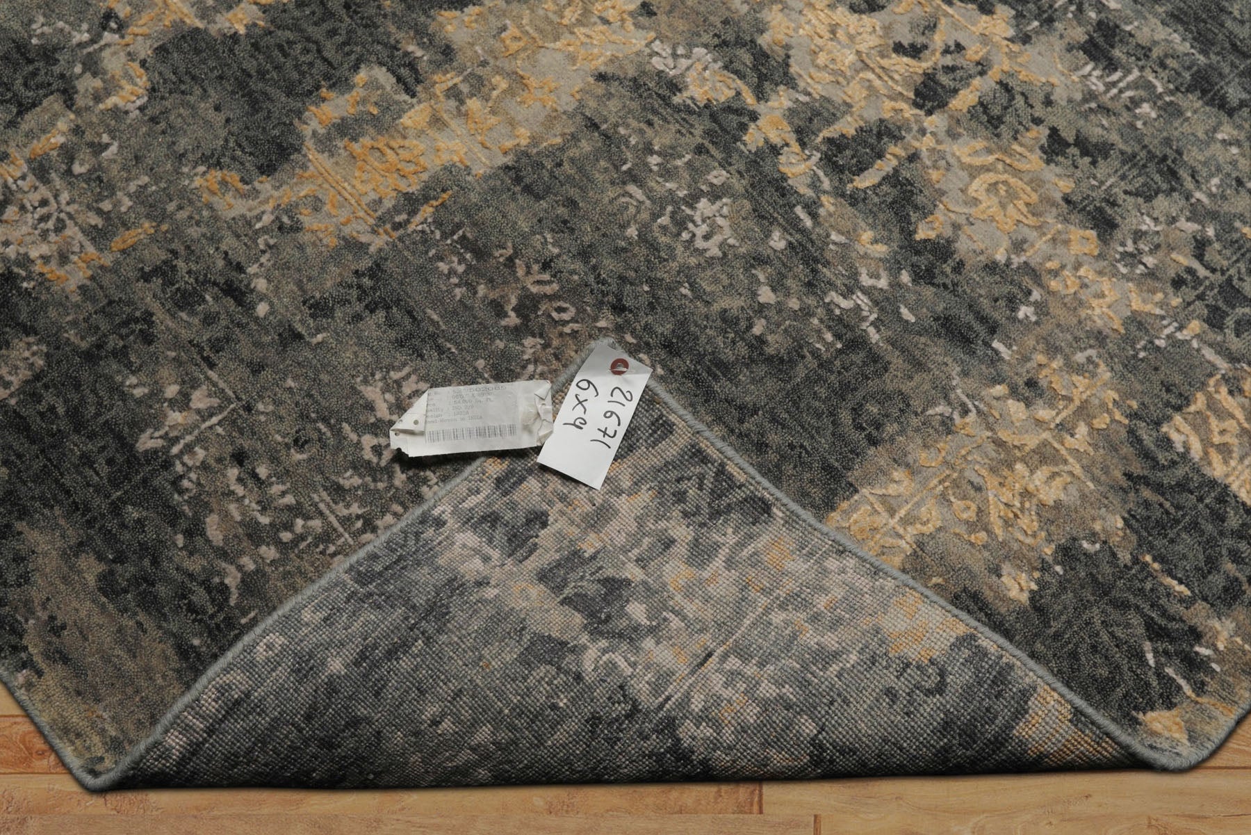 6x9 Gray, Taupe, Gold Color Hand Knotted Sherpa Bamboo Silk & Wool Modern Oriental Rug