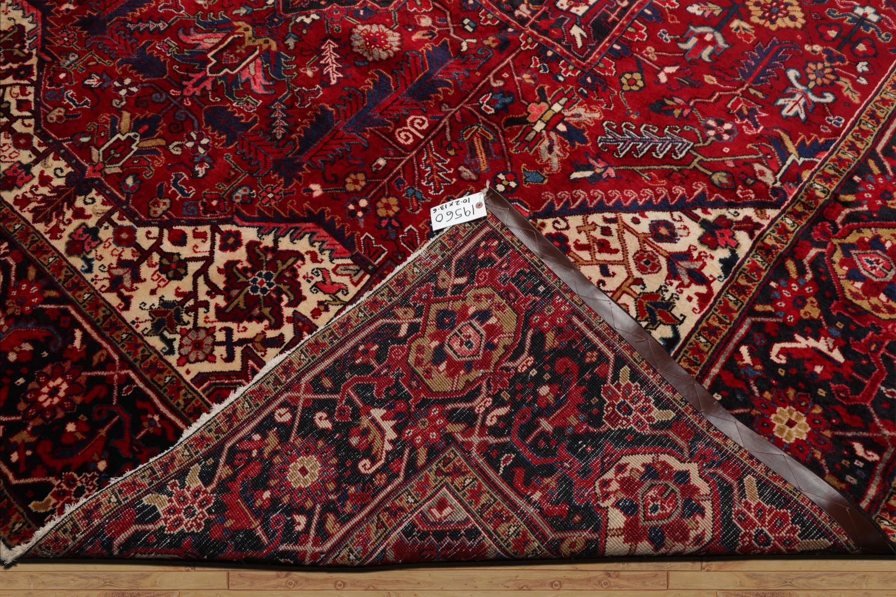 10x13 Red, Navy, Ivory Color Hand Knotted Heriz Wool Traditional Oriental Rug