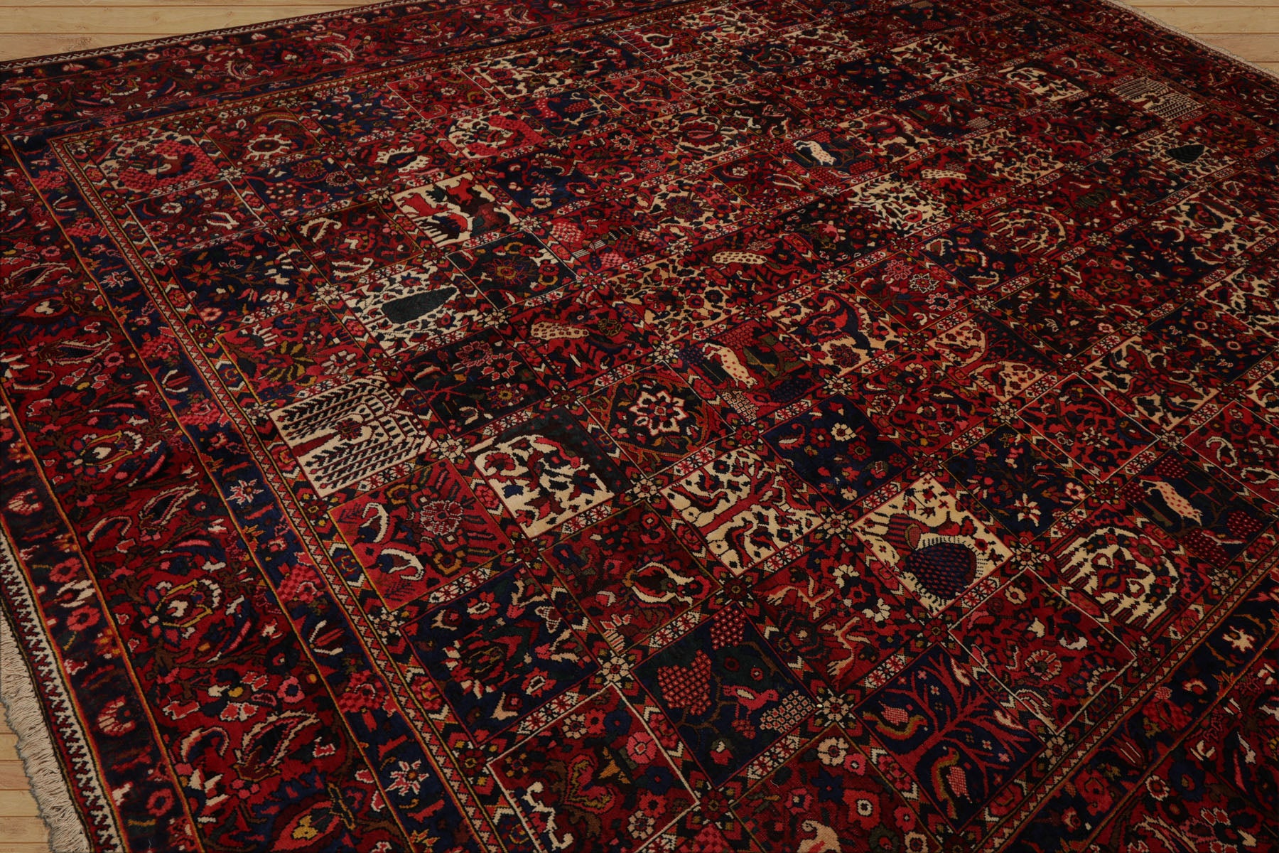 10x13 Red, Rust, Ivory Color Hand Knotted Bakhtiari Wool Traditional Oriental Rug