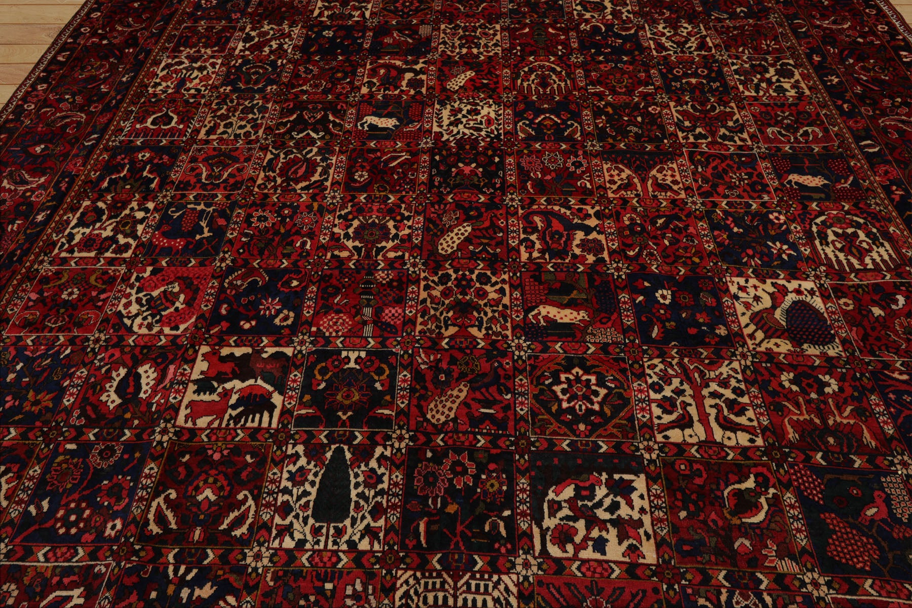 10x13 Red, Rust, Ivory Color Hand Knotted Bakhtiari Wool Traditional Oriental Rug