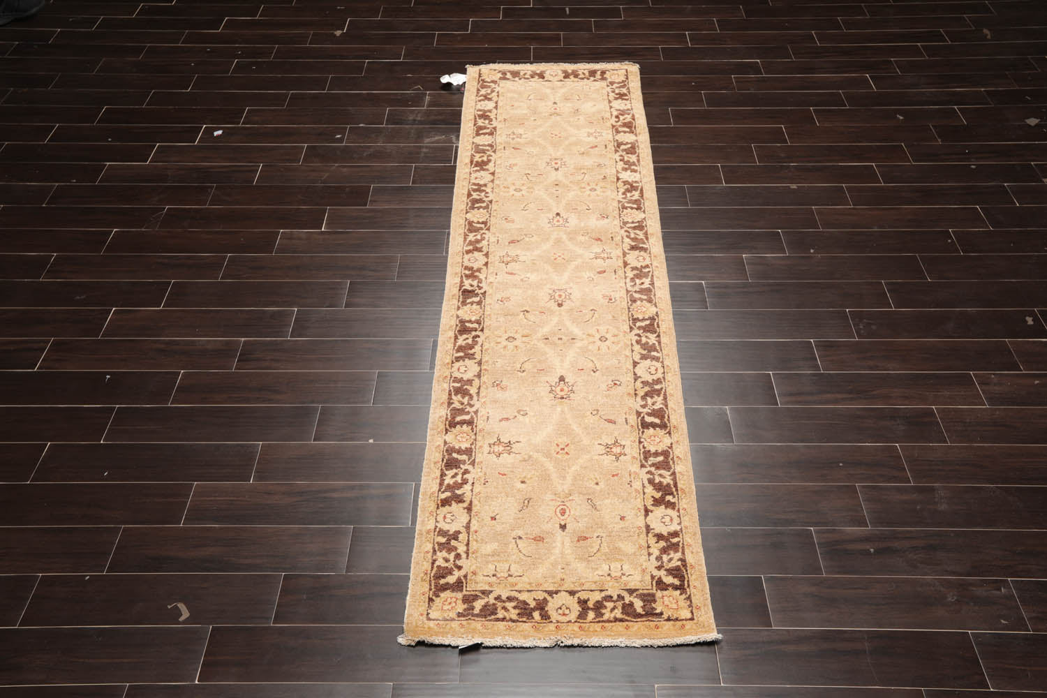 Runner Wheat, Brown, Beige Color Hand Knotted All-Over 100% Wool Traditional Oriental Rug