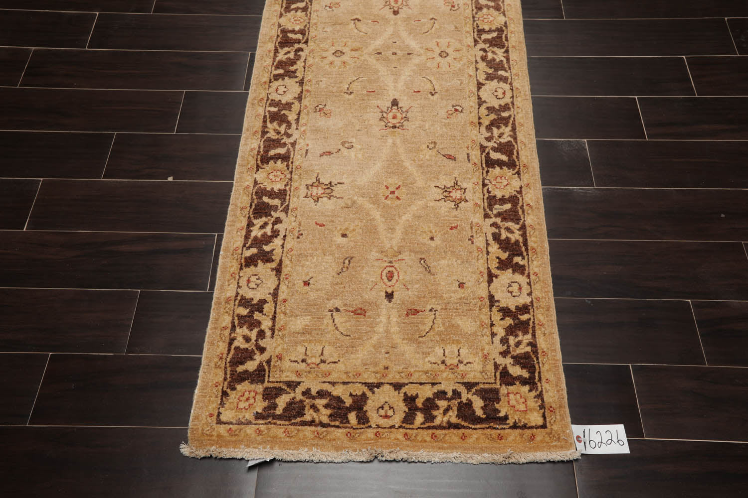 Runner Wheat, Brown, Beige Color Hand Knotted All-Over 100% Wool Traditional Oriental Rug