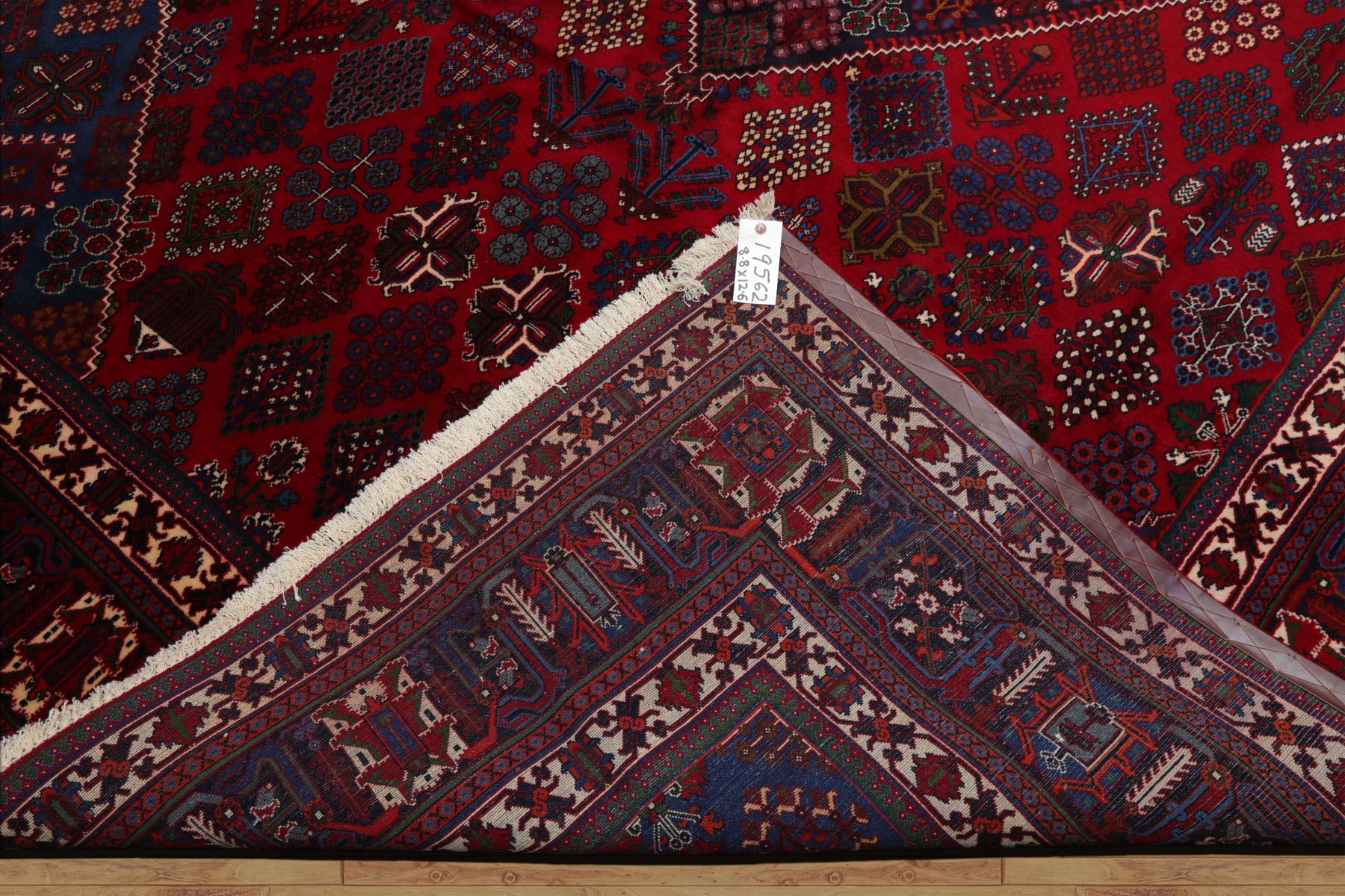 8x12 Red, Navy, Ivory Color Hand Knotted Heriz Wool Traditional Oriental Rug