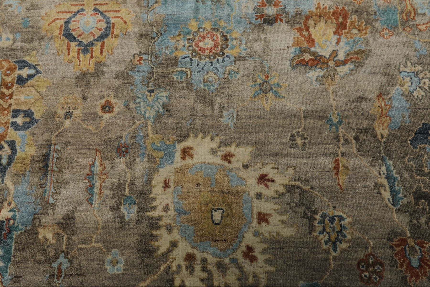 6x9 Brown, Turquoise, Beige Color Hand Knotted Oushak Wool Transitional Oriental Rug