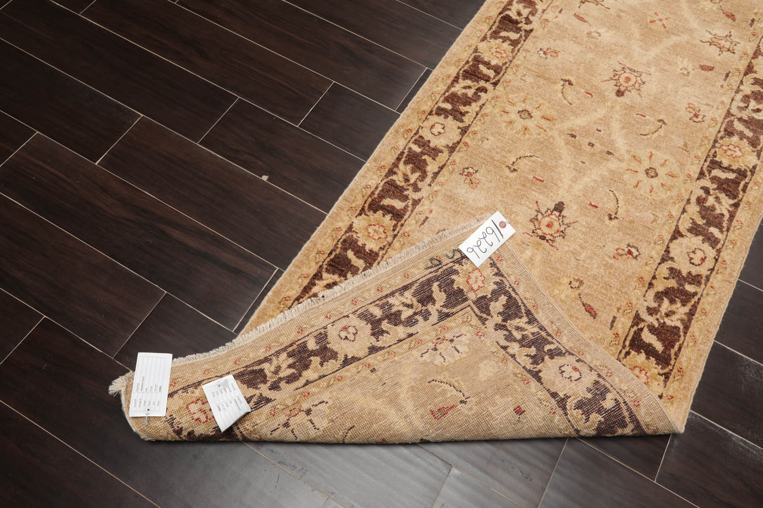 Runner Wheat, Brown, Beige Color Hand Knotted All-Over 100% Wool Traditional Oriental Rug