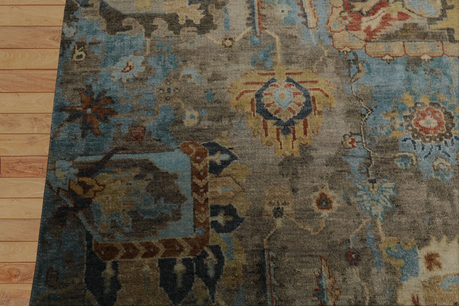 6x9 Brown, Turquoise, Beige Color Hand Knotted Oushak Wool Transitional Oriental Rug