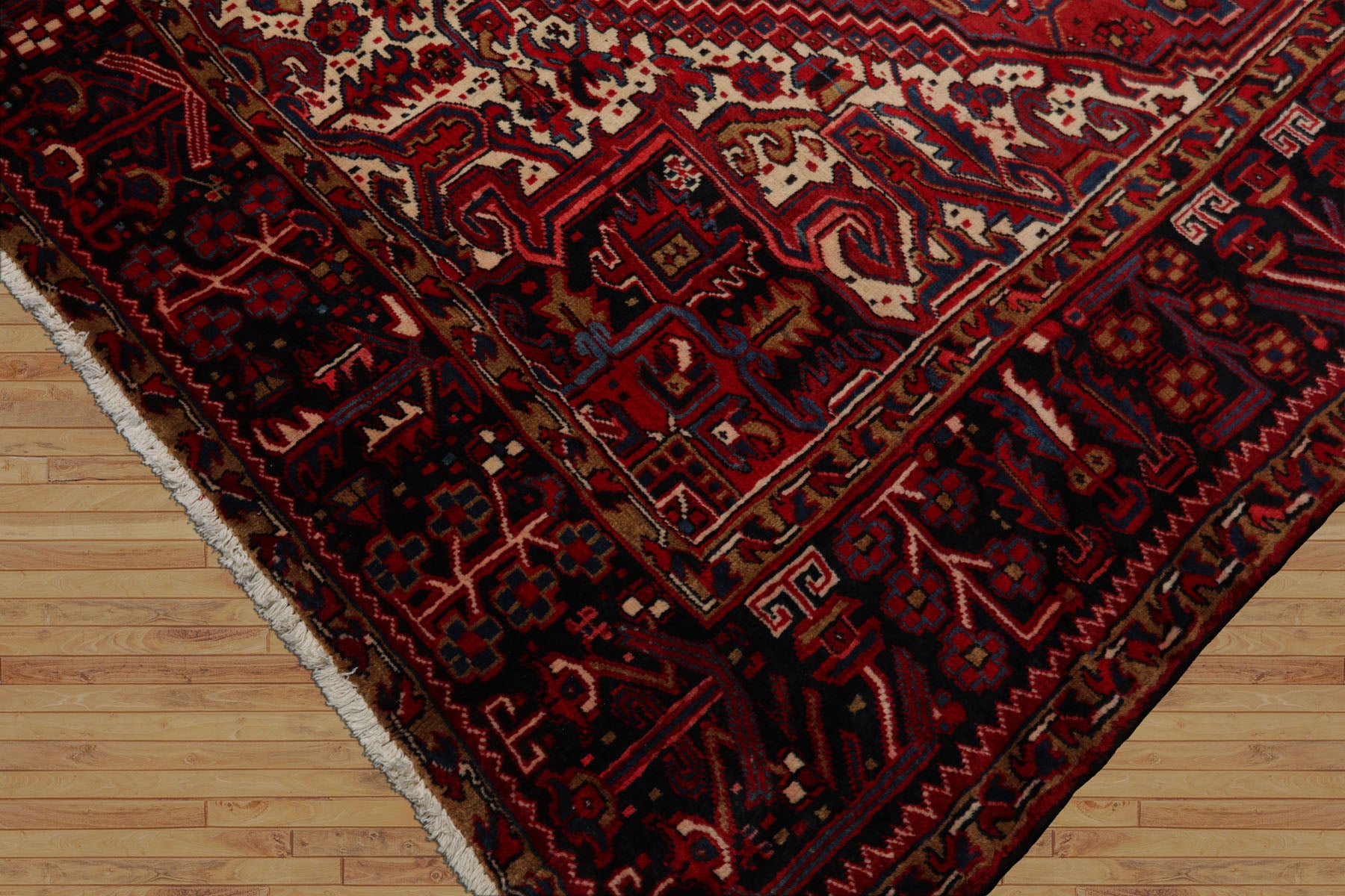 10x12 Red, Charcoal, Blue Color Hand Knotted Heriz Wool Traditional Oriental Rug