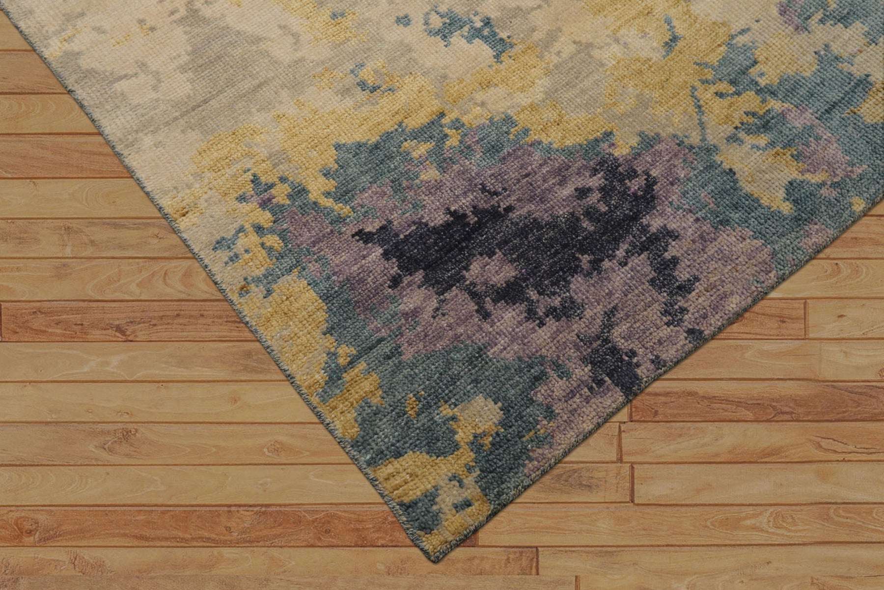 6x9 Beige, Turquoise, Rose Color Hand Knotted Oushak Wool Modern Oriental Rug