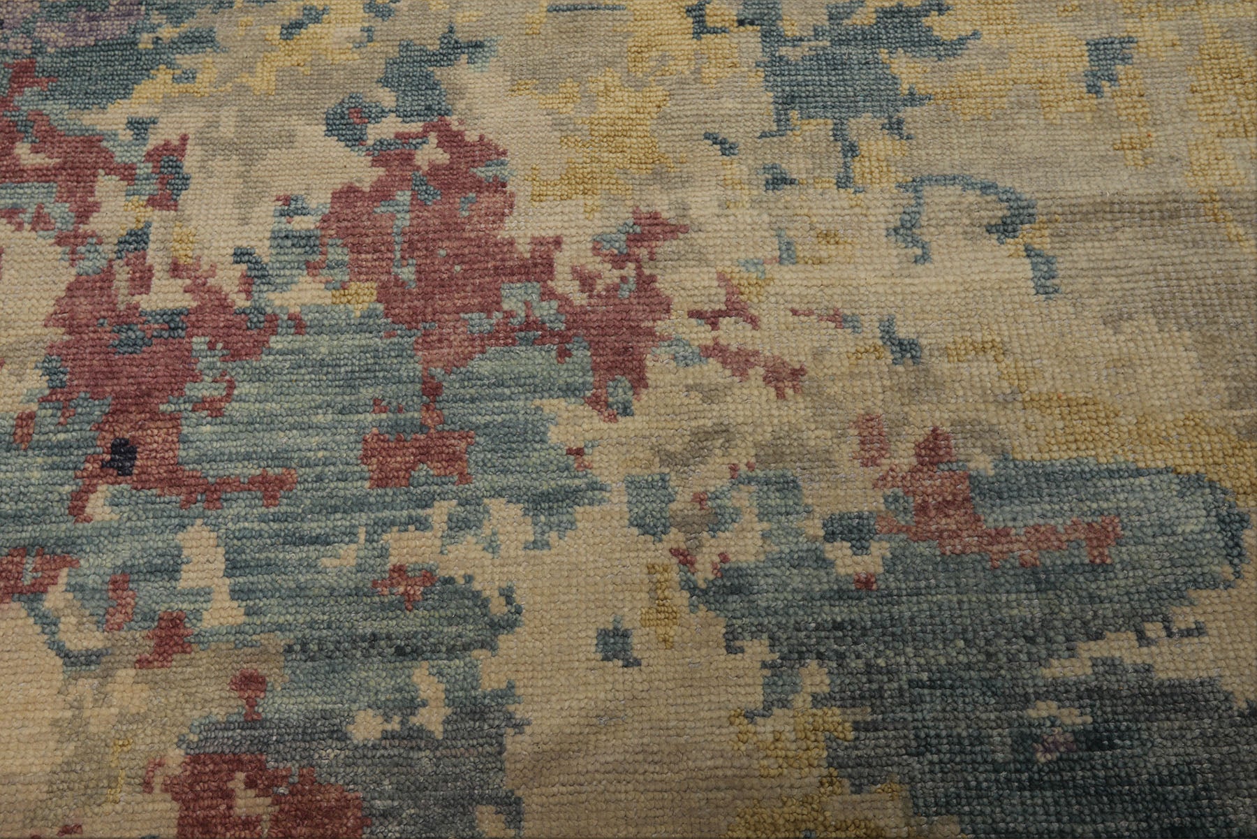6x9 Beige, Turquoise, Rose Color Hand Knotted Oushak Wool Modern Oriental Rug