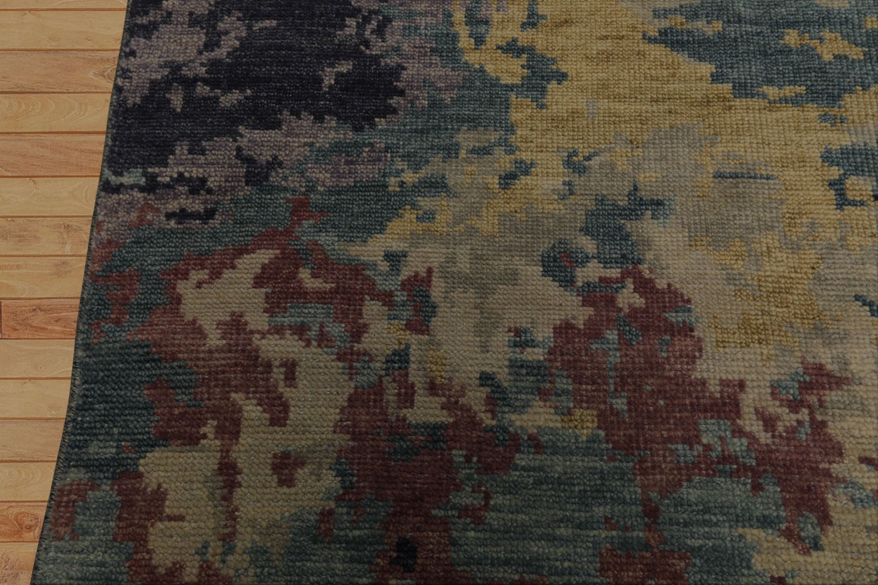 6x9 Beige, Turquoise, Rose Color Hand Knotted Oushak Wool Modern Oriental Rug