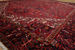 10x12 Red, Charcoal, Blue Color Hand Knotted Heriz Wool Traditional Oriental Rug