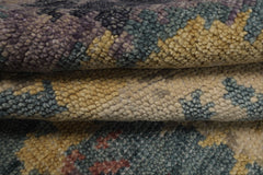 6x9 Beige, Turquoise, Rose Color Hand Knotted Oushak Wool Modern Oriental Rug