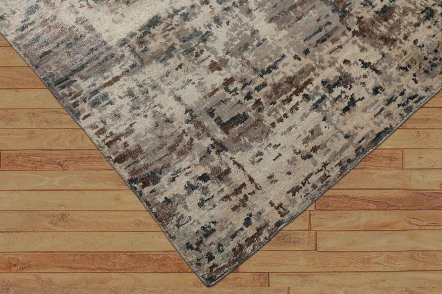 6x9 Beige, Taupe, Gray Color Hand Knotted Sherpa Bamboo Silk Modern Oriental Rug