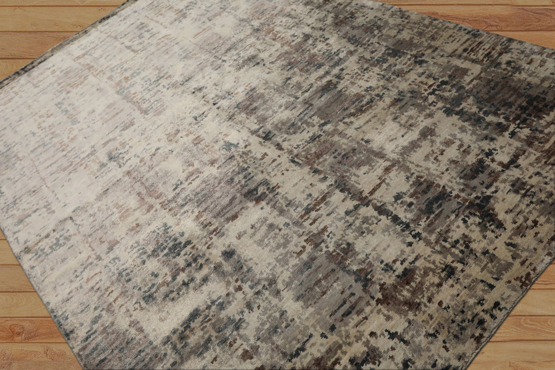 6x9 Beige, Taupe, Gray Color Hand Knotted Sherpa Bamboo Silk Modern Oriental Rug