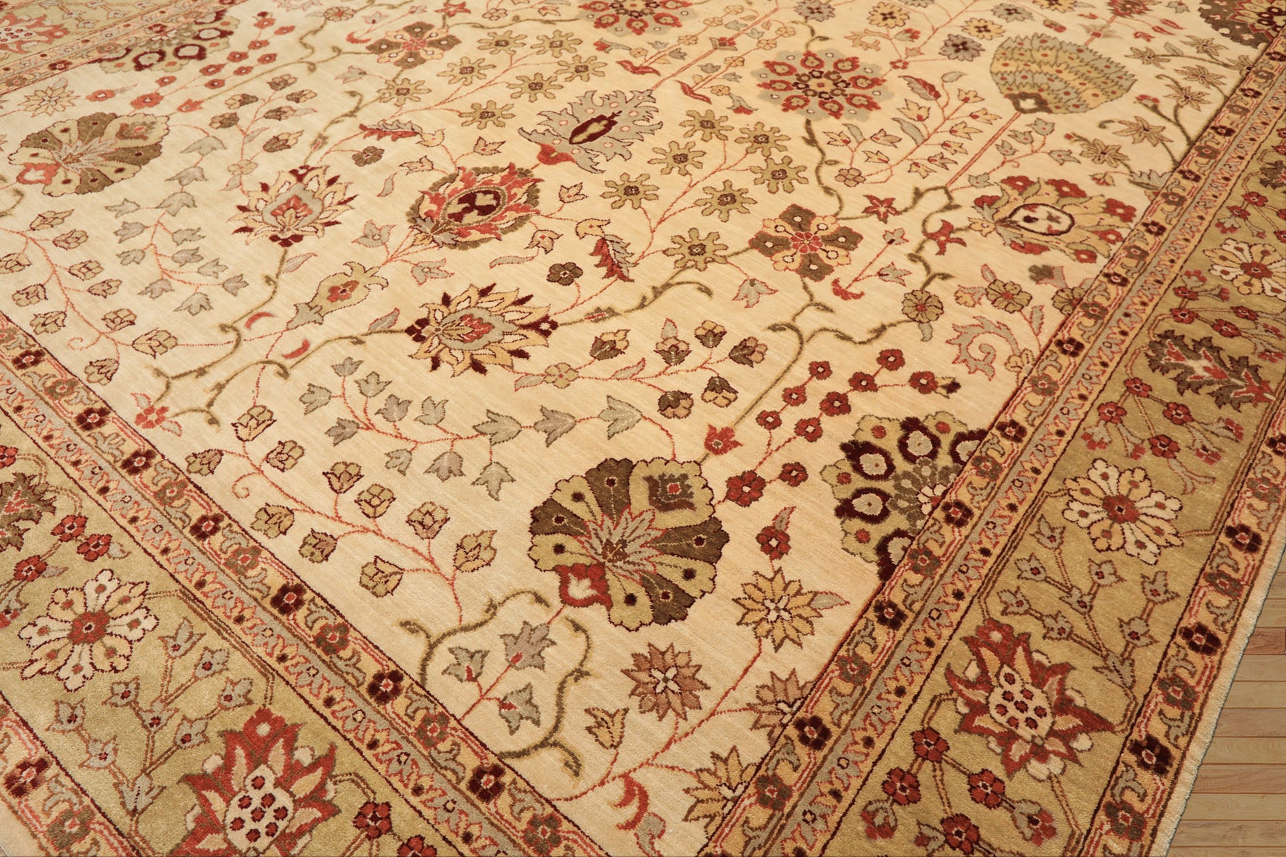 9x12 Beige, Sage, Rust Color Hand Knotted Chobi Peshawar Wool Traditional Oriental Rug