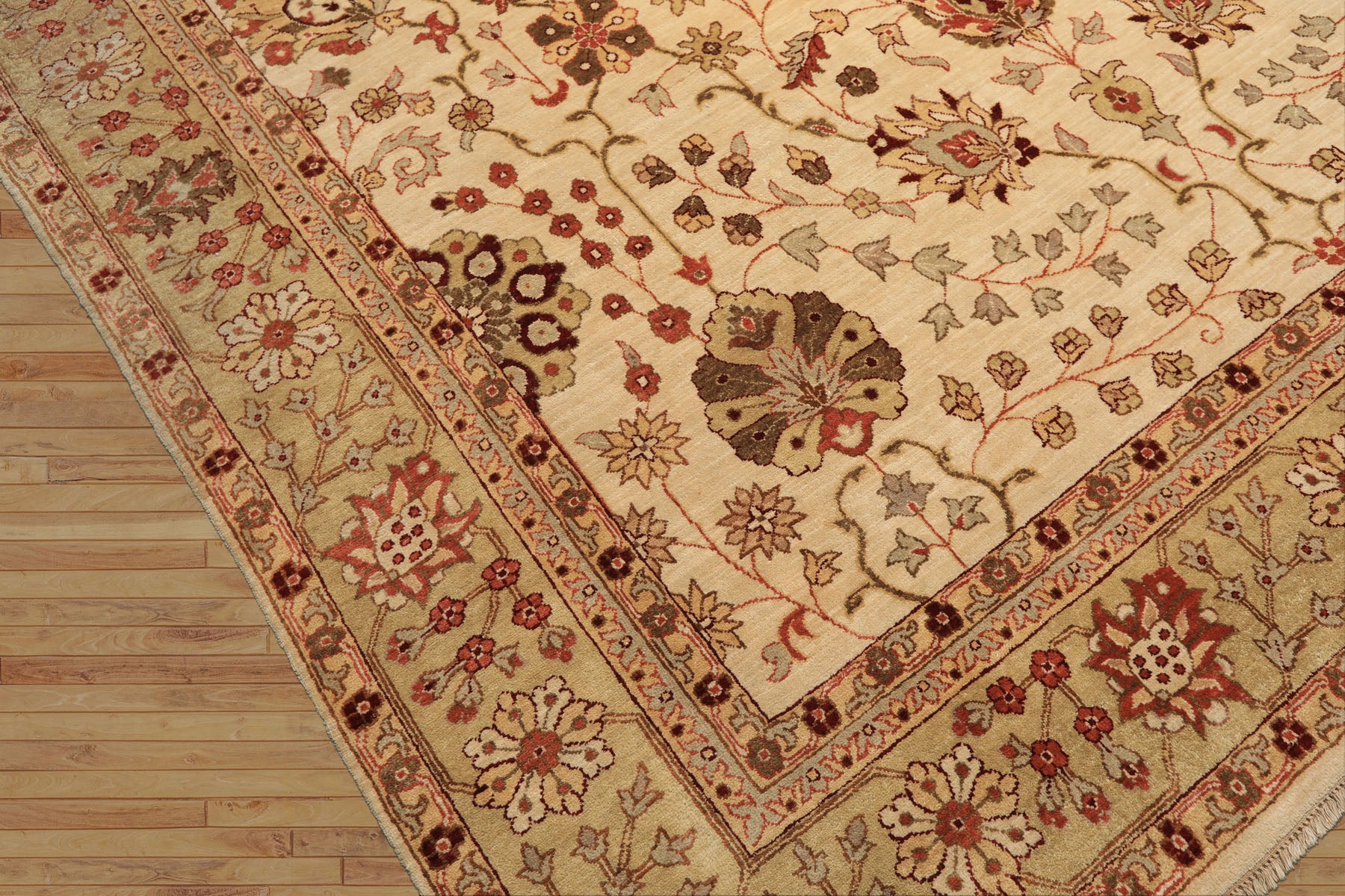 9x12 Beige, Sage, Rust Color Hand Knotted Chobi Peshawar Wool Traditional Oriental Rug