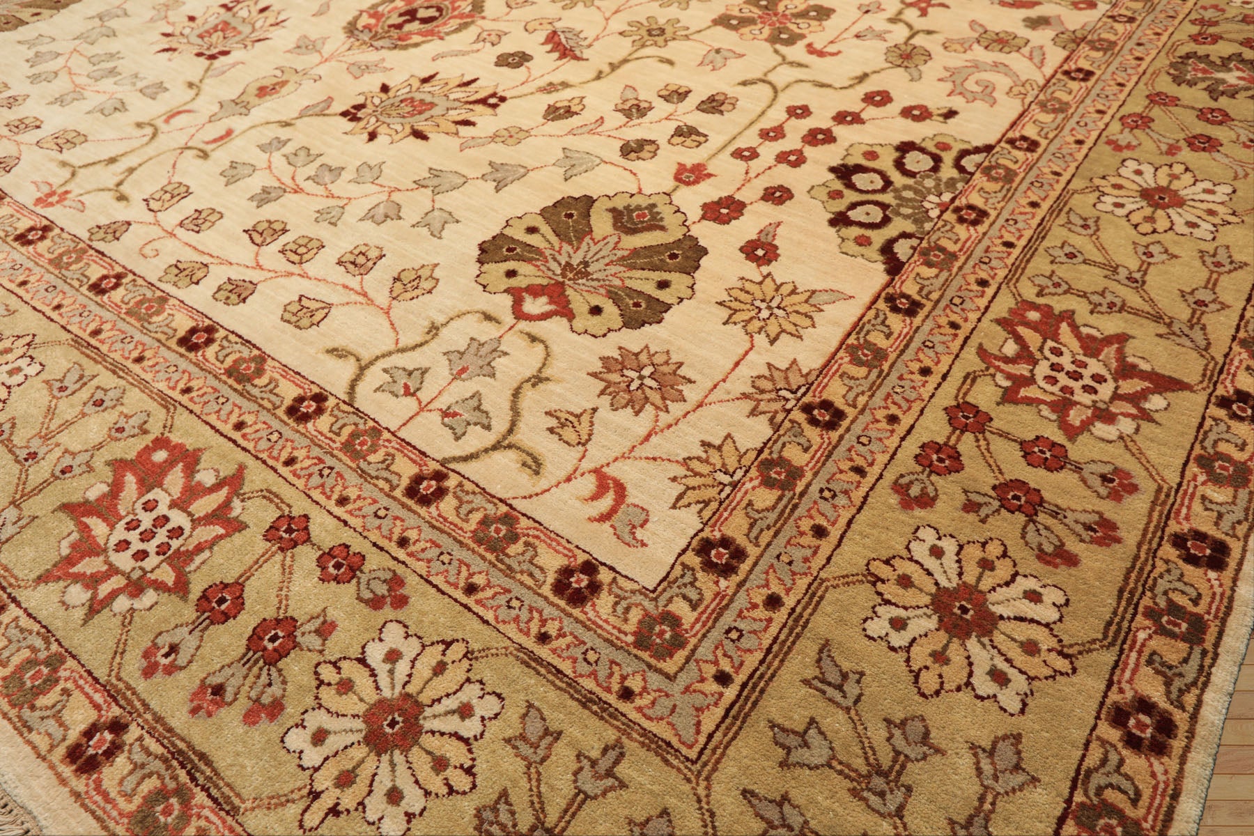 9x12 Beige, Sage, Rust Color Hand Knotted Chobi Peshawar Wool Traditional Oriental Rug