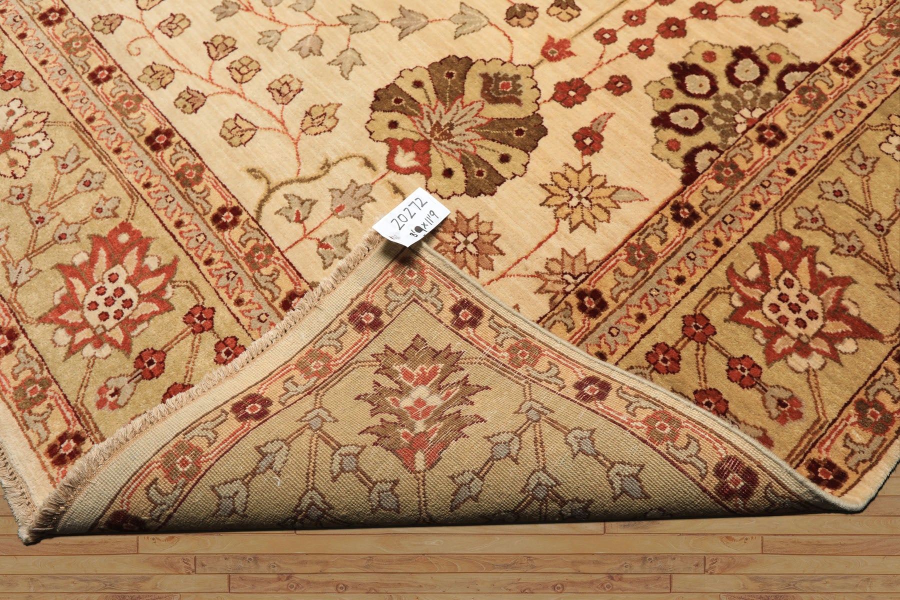 9x12 Beige, Sage, Rust Color Hand Knotted Chobi Peshawar Wool Traditional Oriental Rug